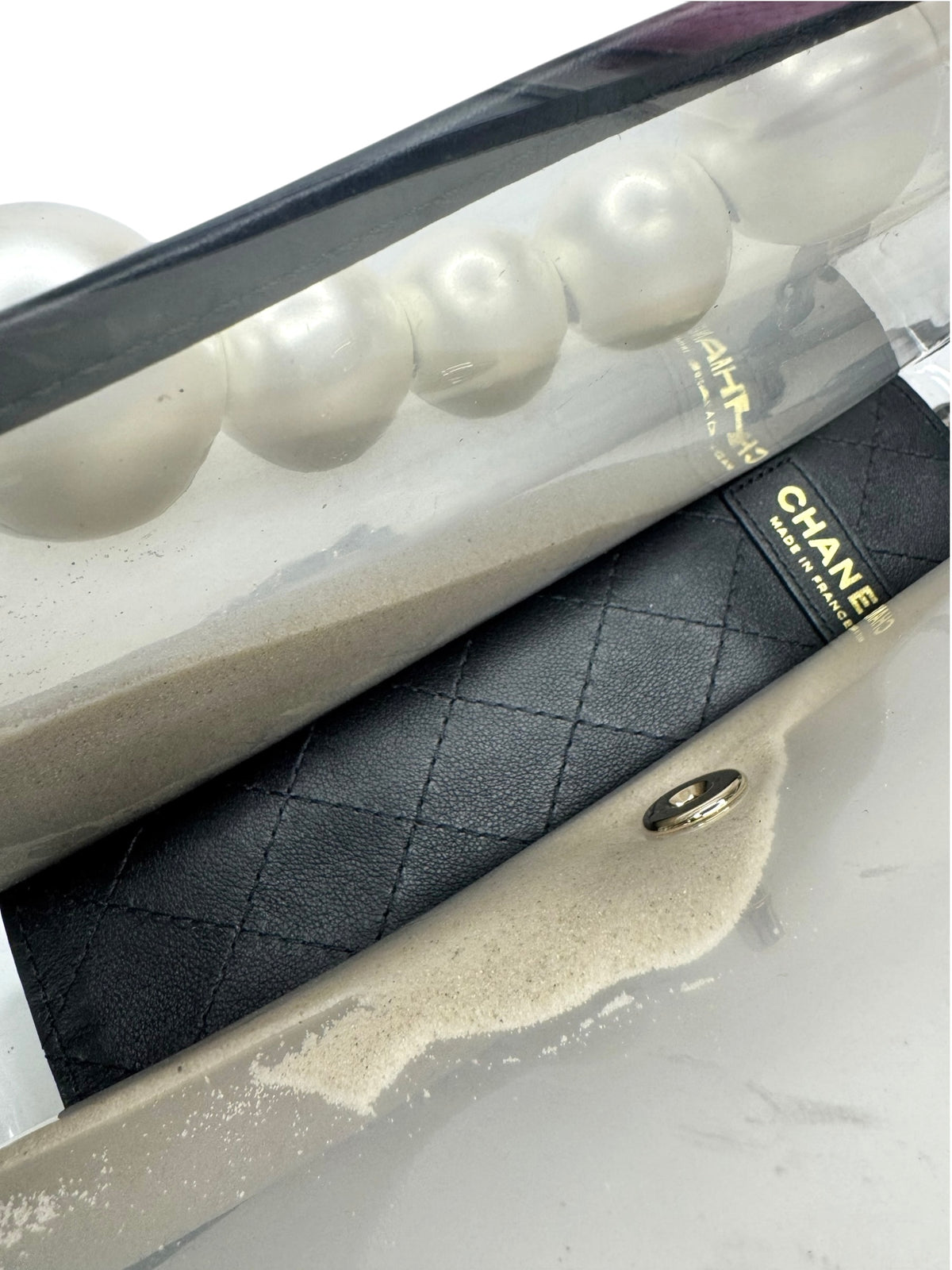 Chanel PVC Sand By The Sea Pearl Strap Flap Bag T9393