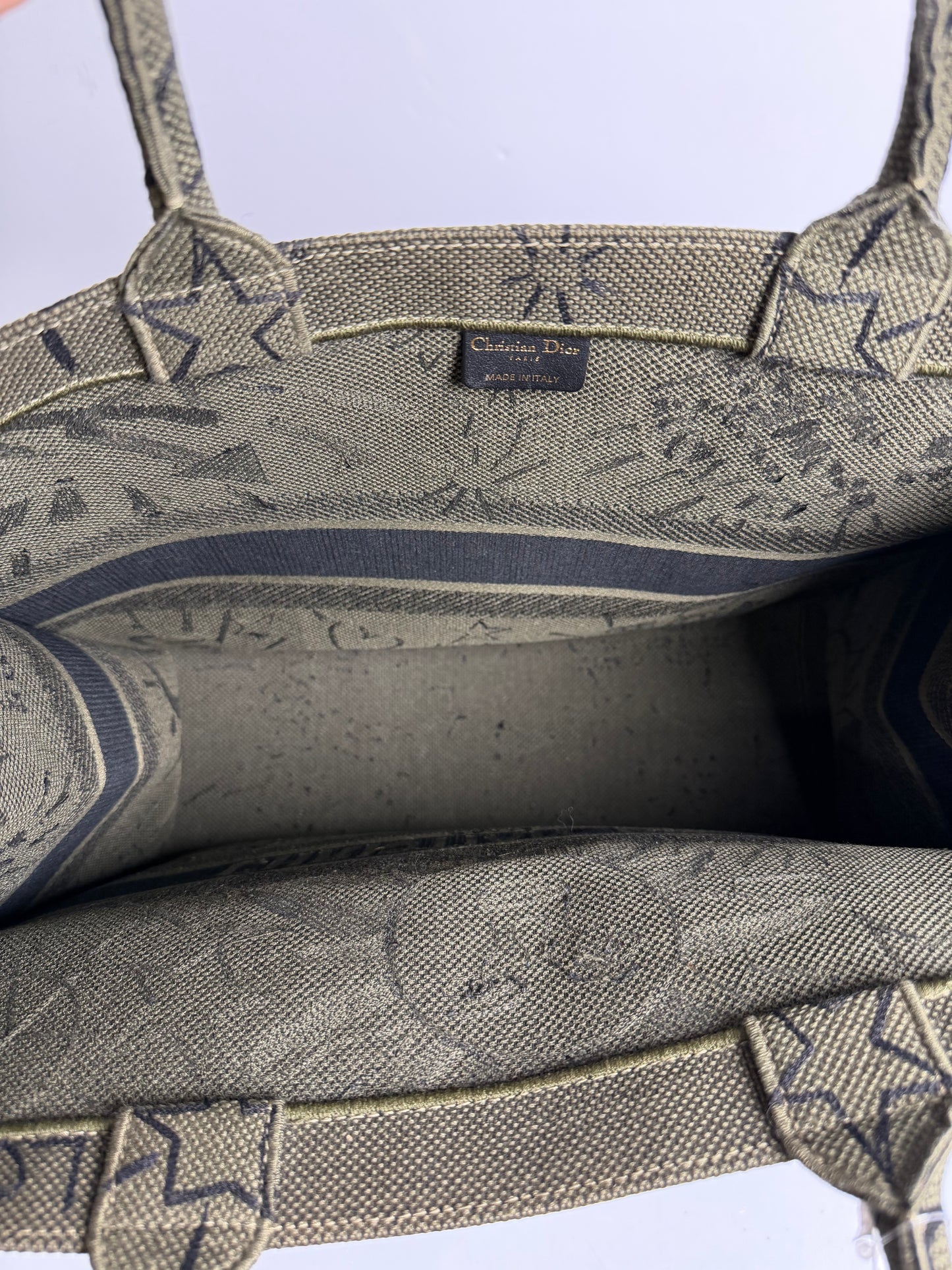 Dior green denim book tote
