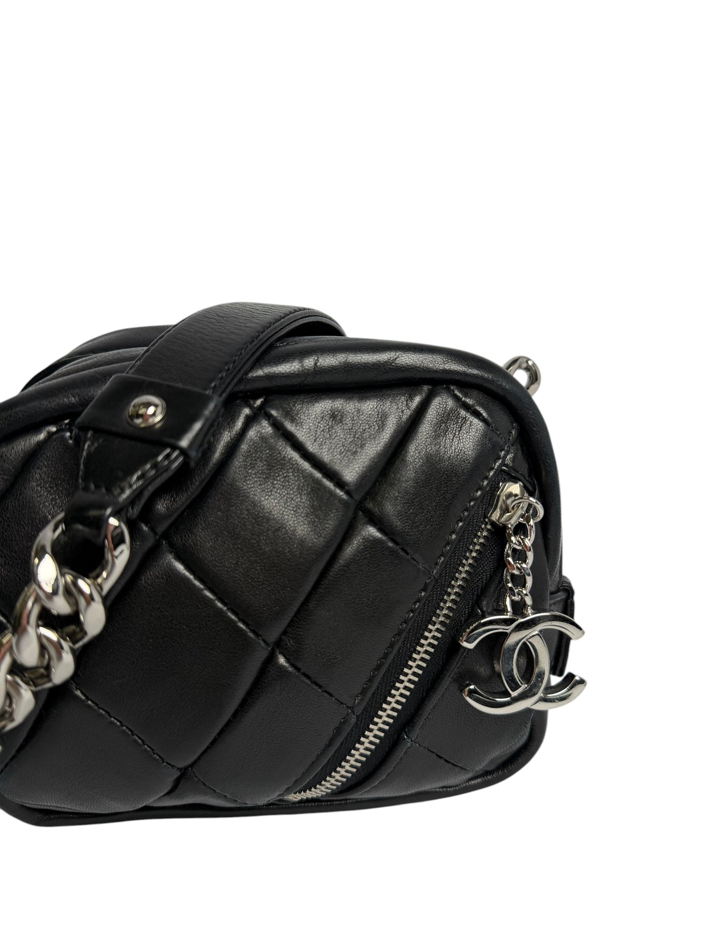Chanel Black Lambskin Camera bag Cross Zip