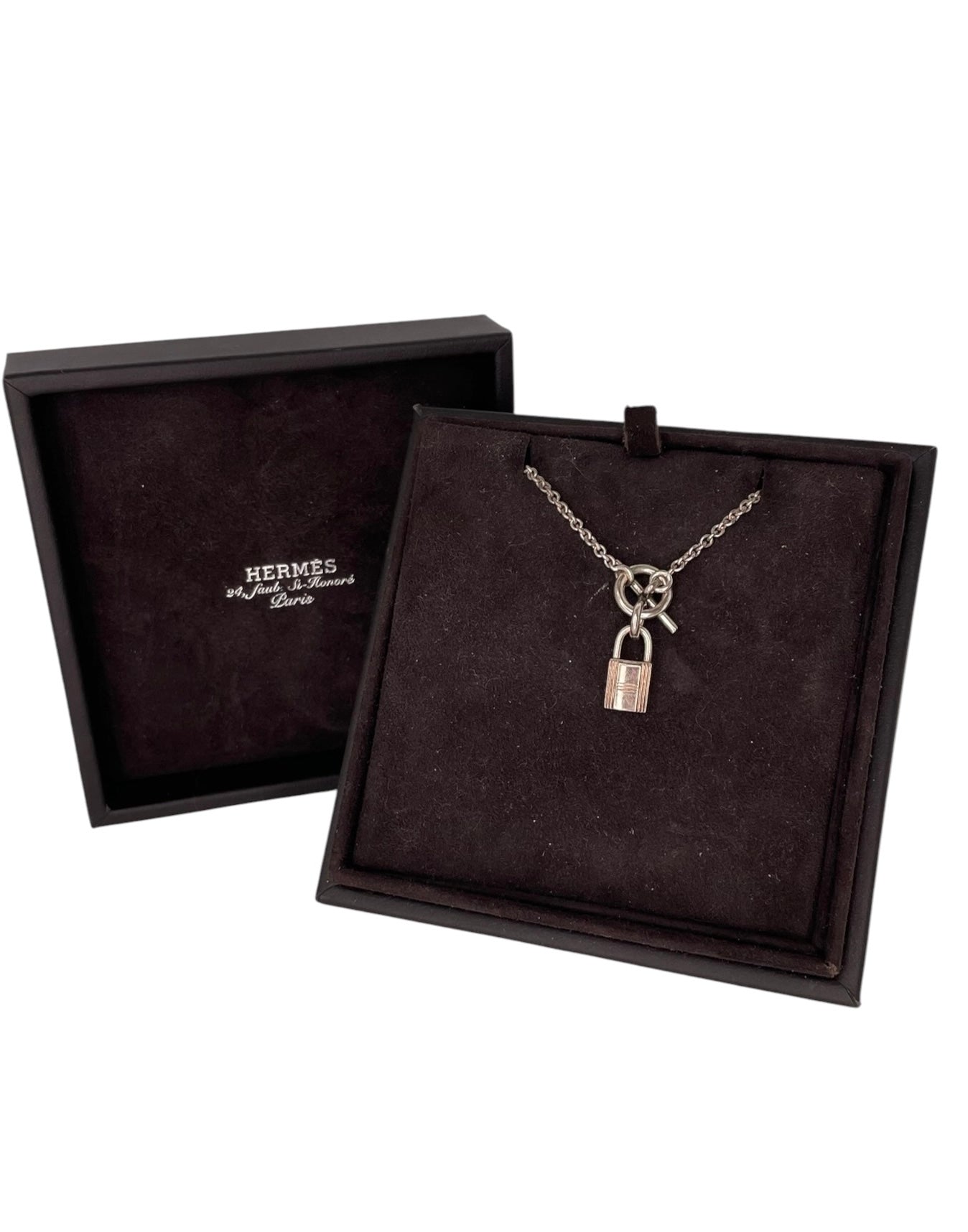 Hermes Kelly Cadenas Pendant Silver T1103