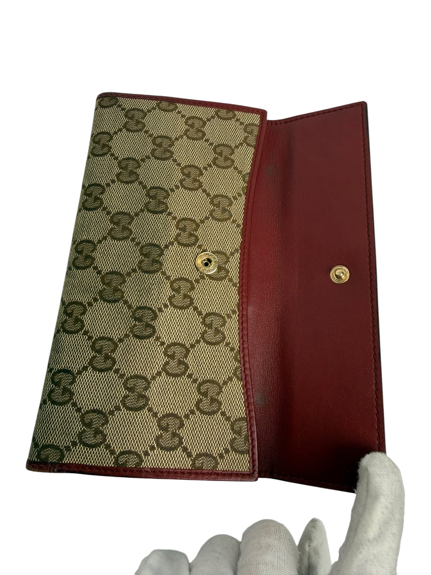 Gucci Heart Wallet Brown Red T7486