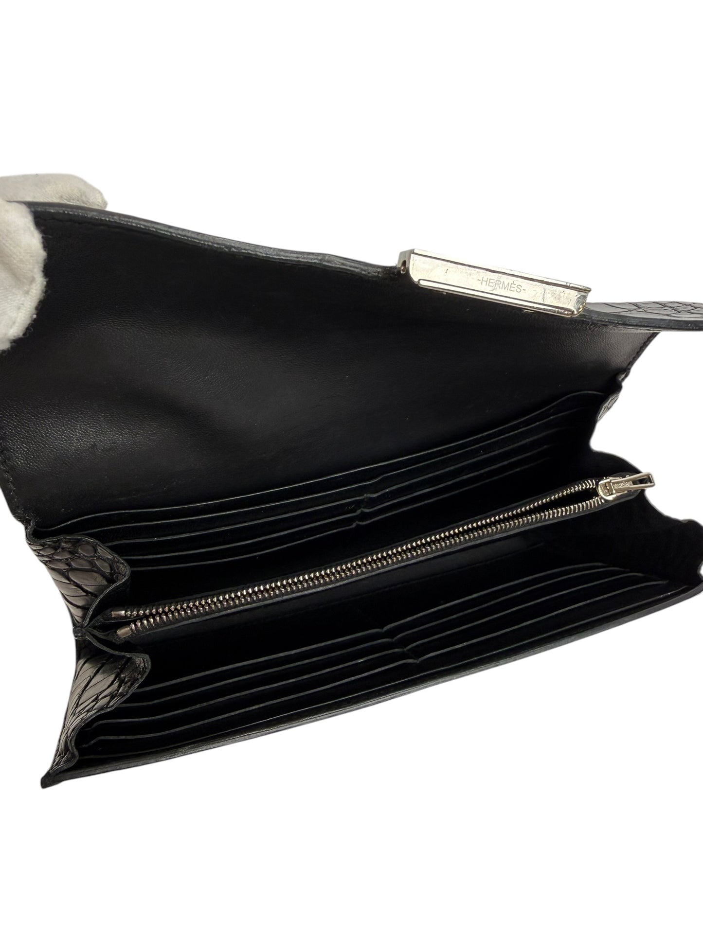 Hermes Constance Wallet Black Crocodile Matte T8266