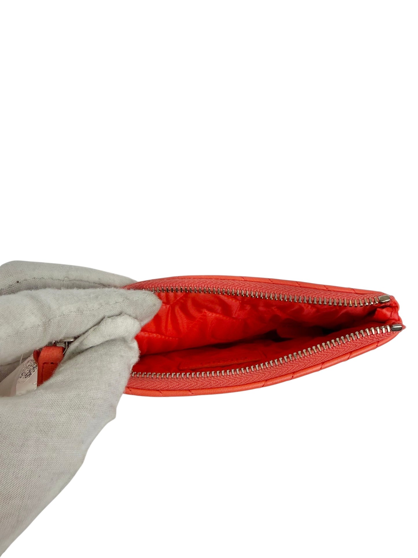 Chanel Coral Chevron Zip Pouch T6455