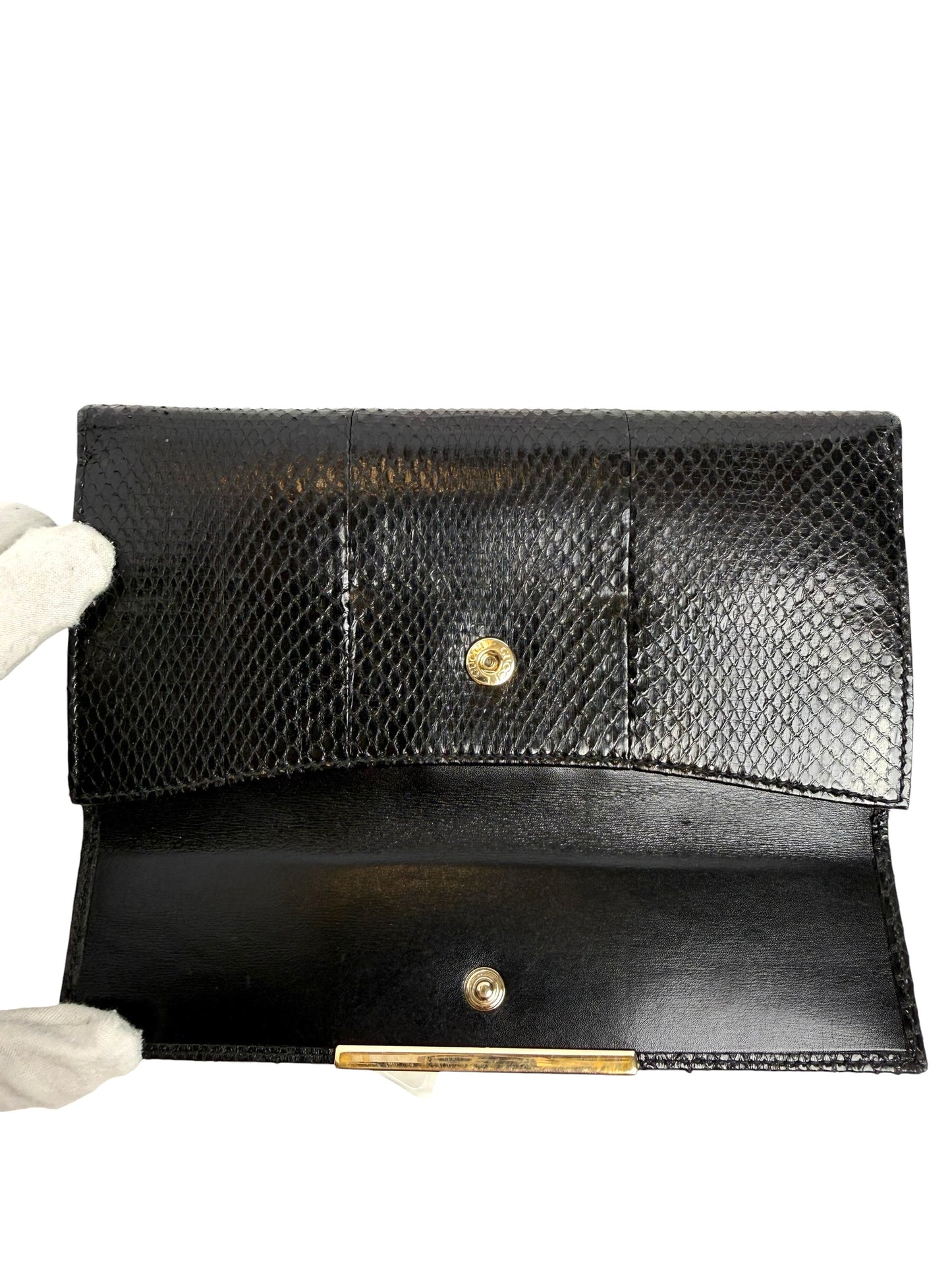 Gucci Black Python Long Wallet T2283