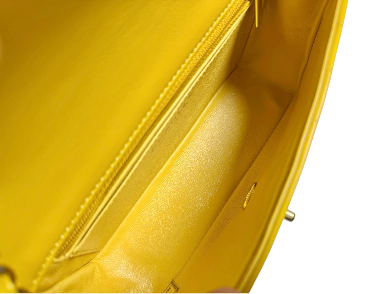 Chanel Yellow Chevron Mini Flap GHW T9116