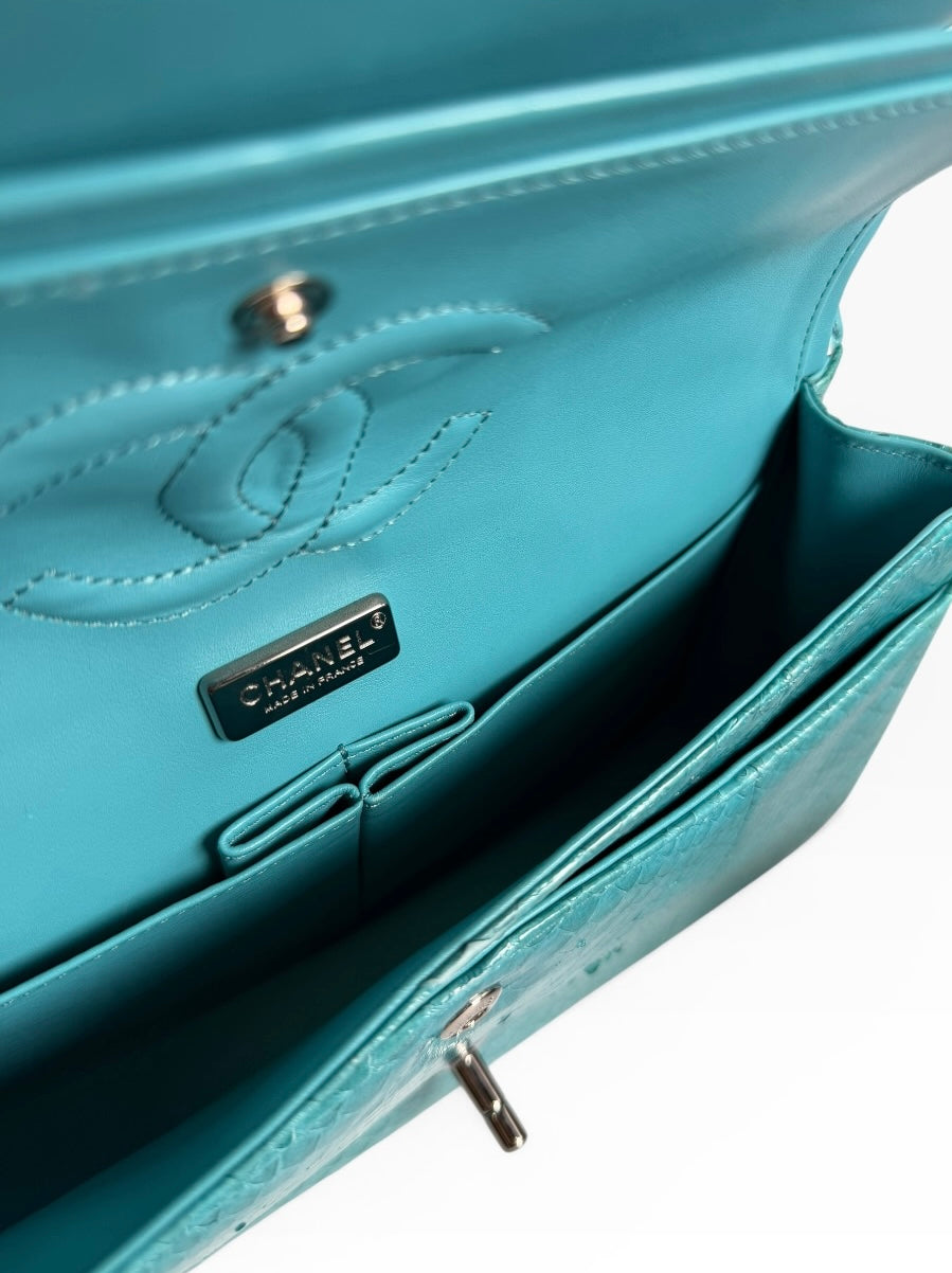 Chanel Blue Python Medium Classic Double Flap DEPOSIT 3 AND 4