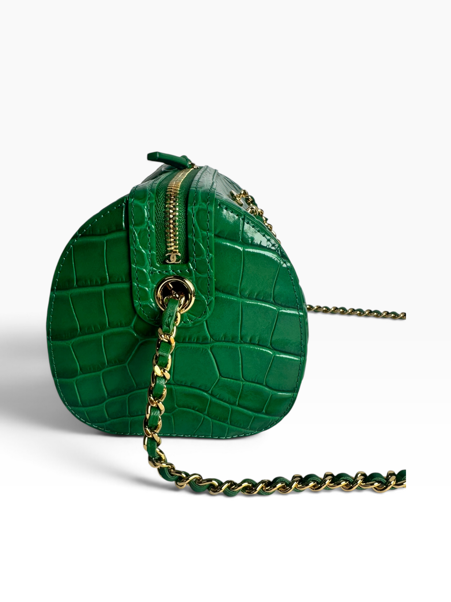 Chanel Green Croc Bowler NWT Full Set T8245