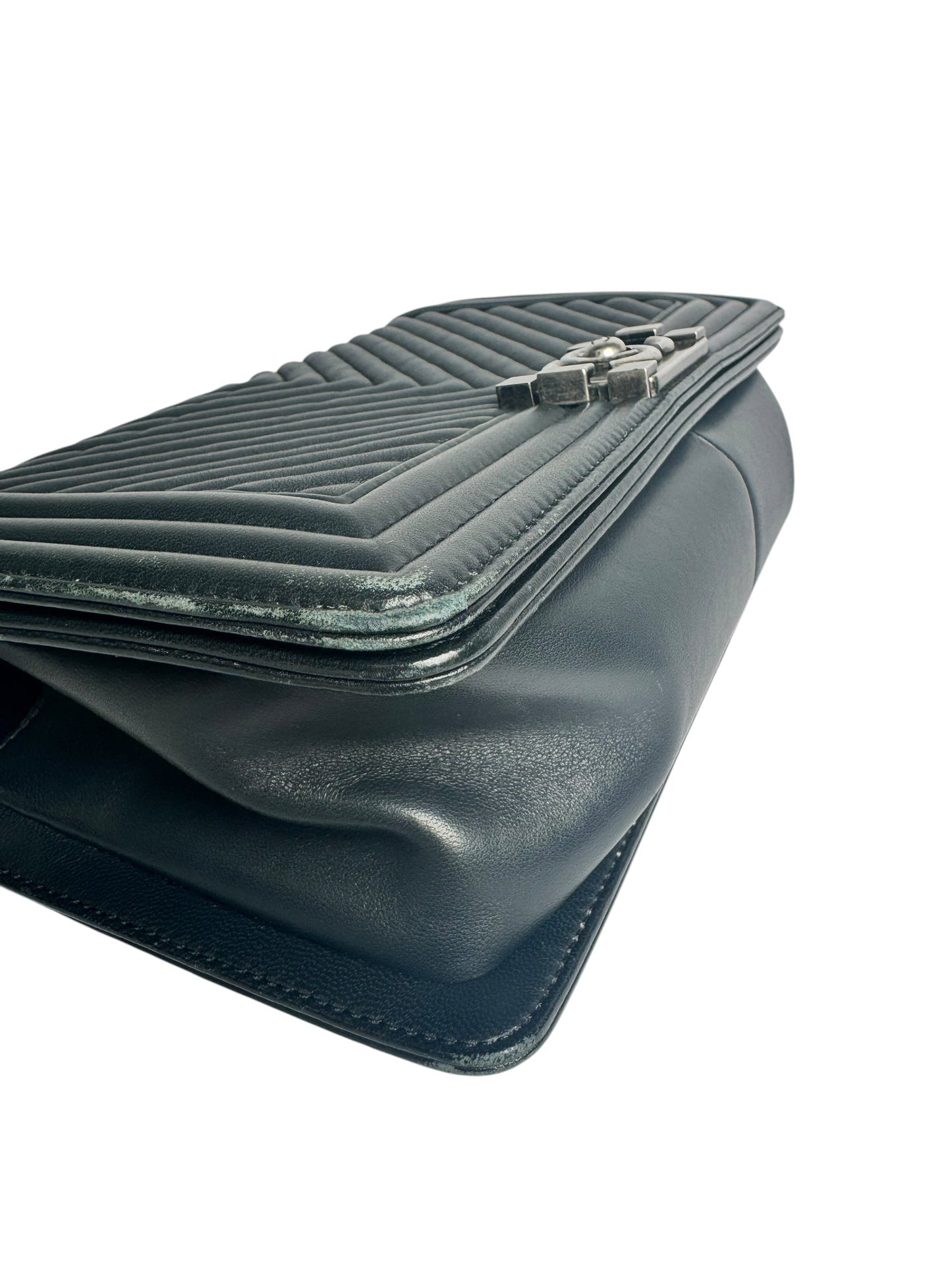 Chanel Black Chevron Boy Medium RHW T8006