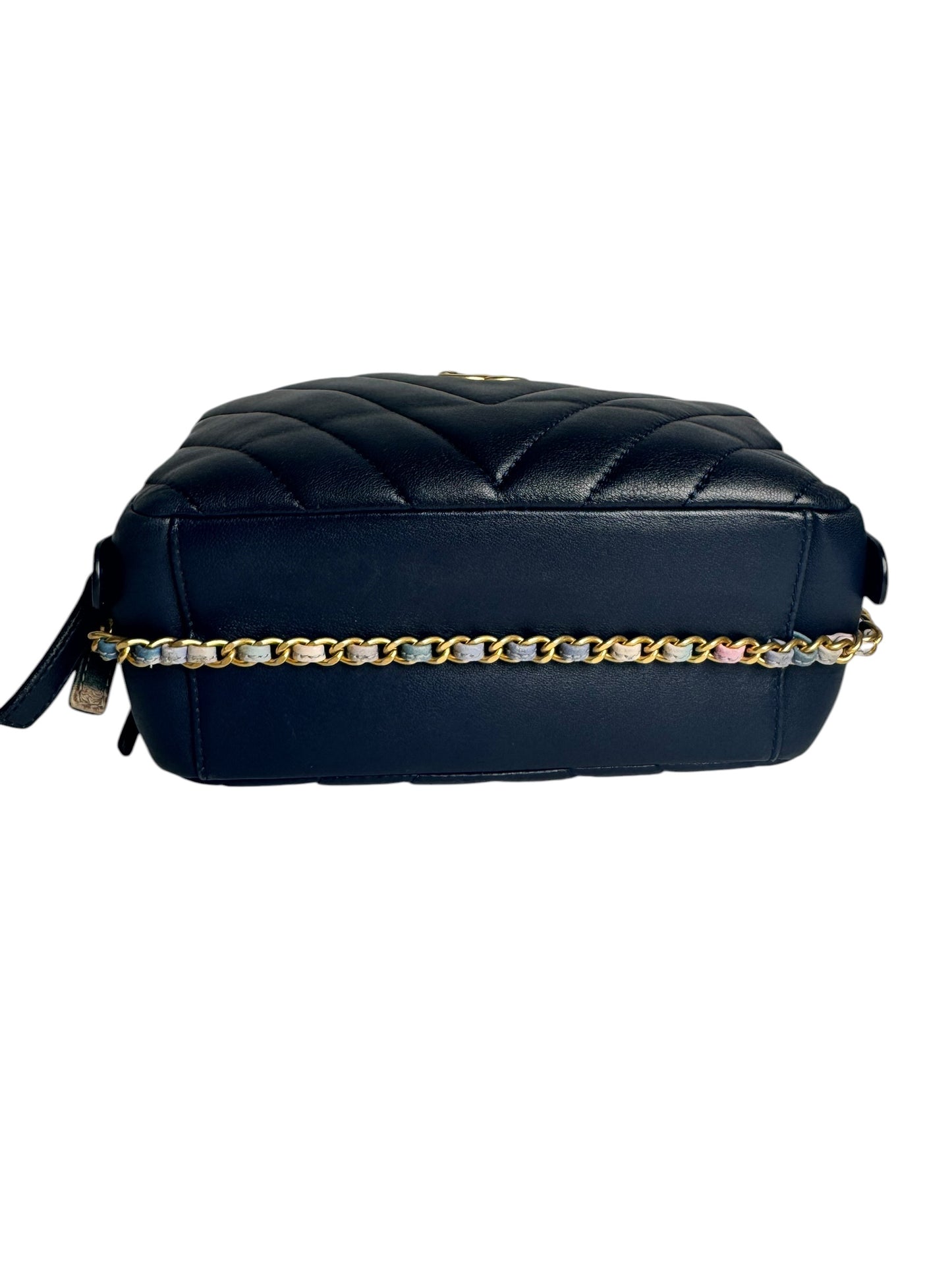 Chanel Small Camera Bag Chevron Blue GHW T8091