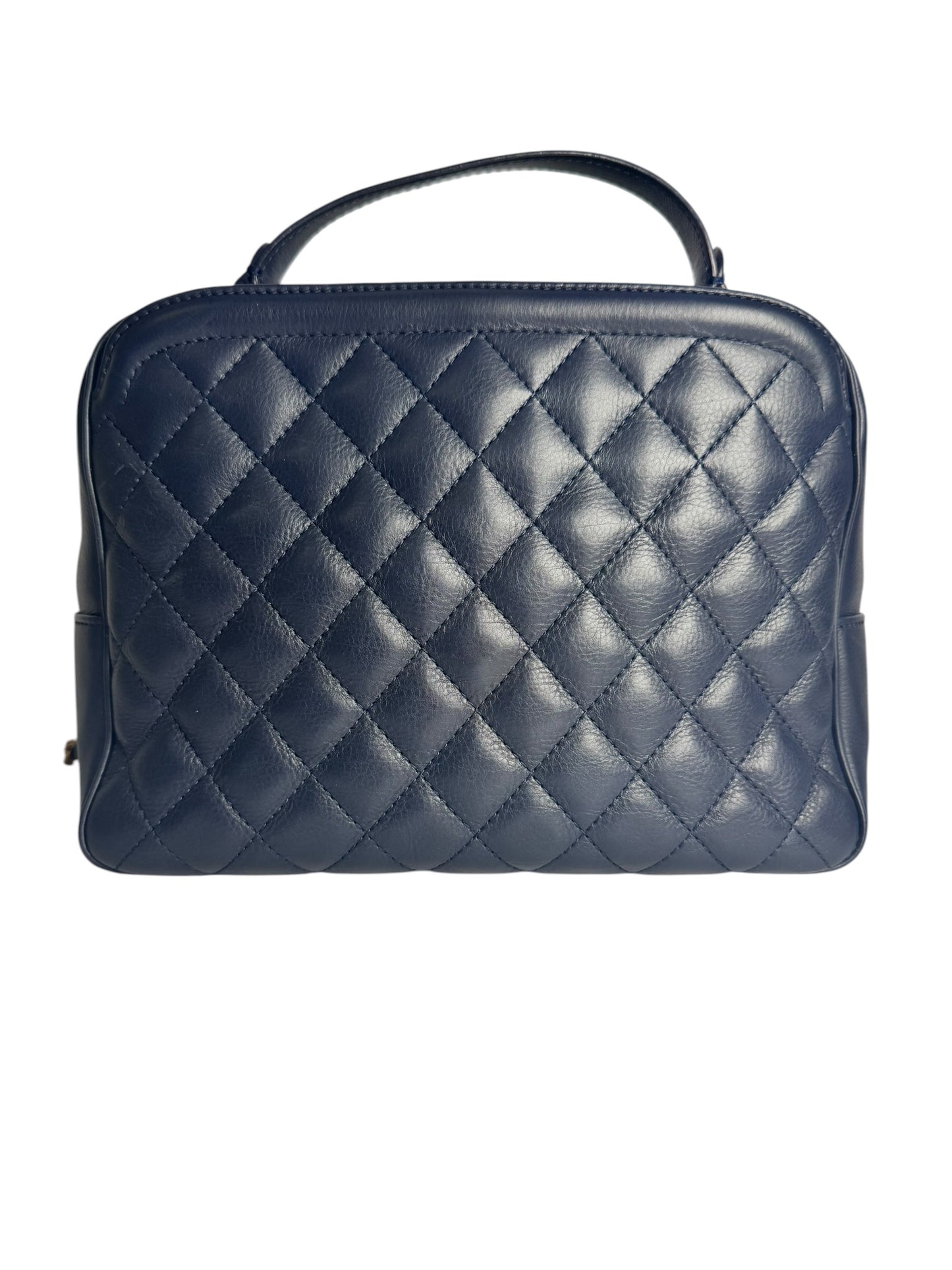 Chanel Quilted Navy Crossbody Top Handle Bag T6092