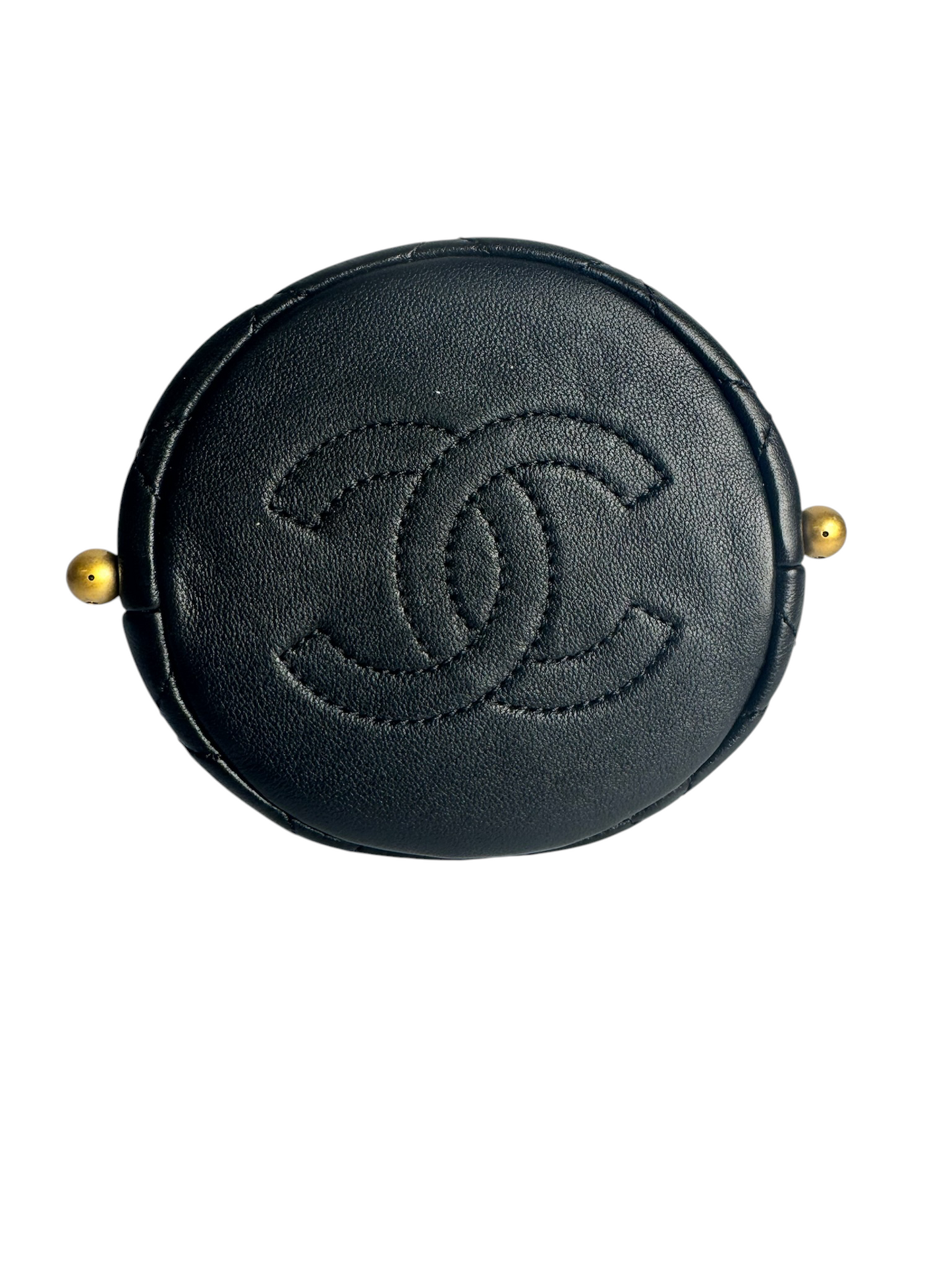 Chanel Micro Black Bucket Pearl Chain T4520