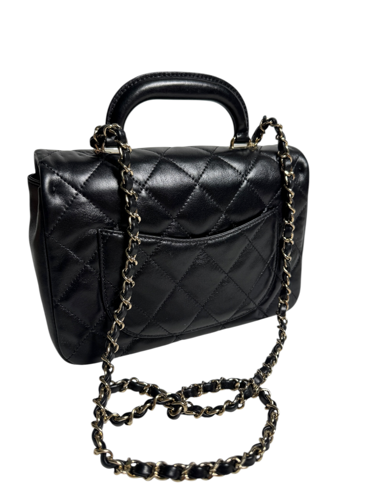 Chanel Black Quilted Coco Trip Top Handle Flap T9123