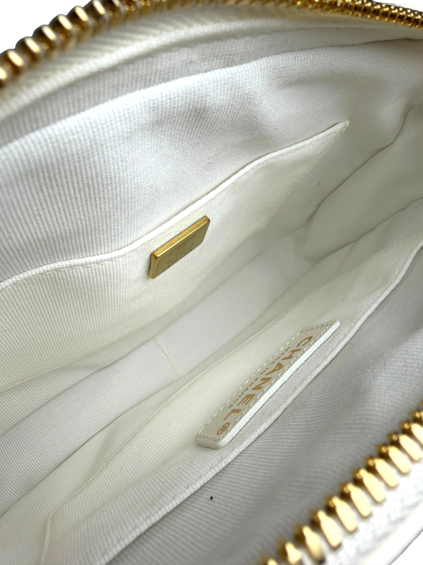 Chanel White Calfskin Twin Pocket Camera Bag