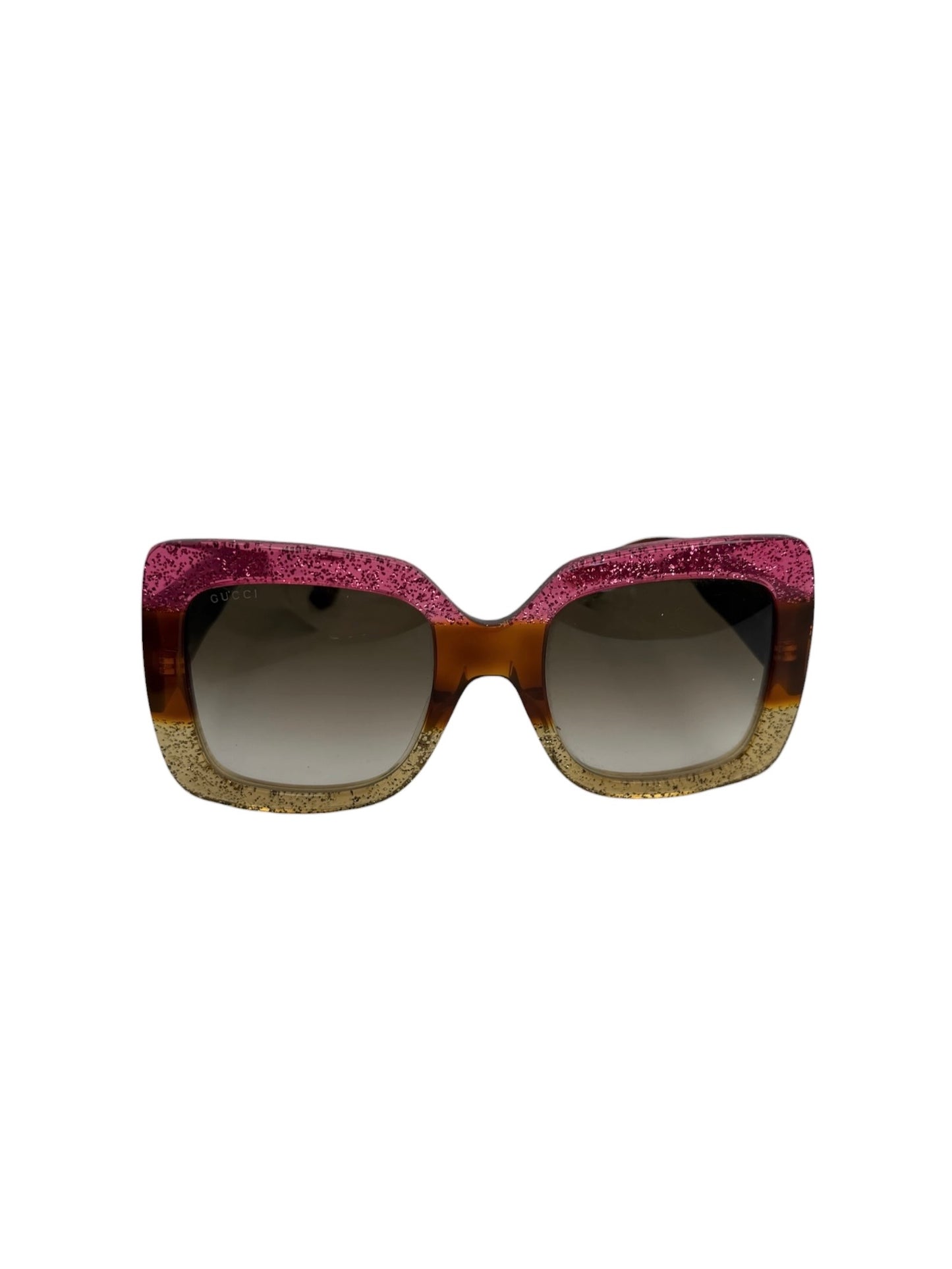 Gucci Pink and Gold Glitter Sunglasses With Case T8070
