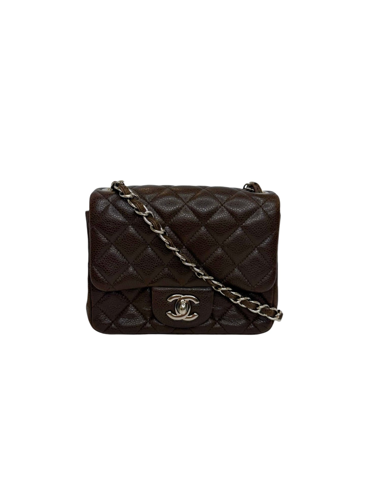 Chanel Brown Caviar Square Mini SHW T8407