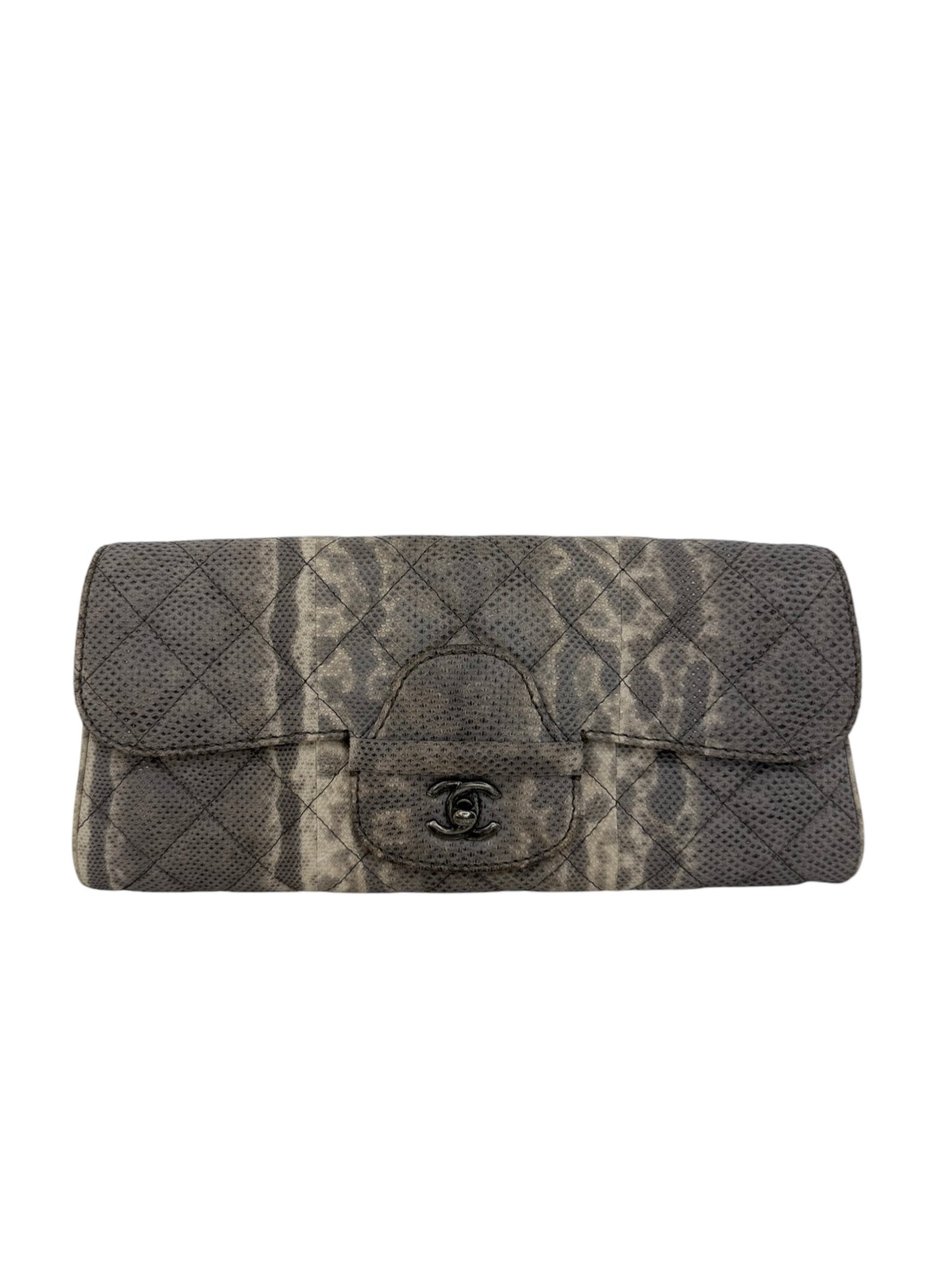 Chanel Beige Snake Embossed Clutch T2309