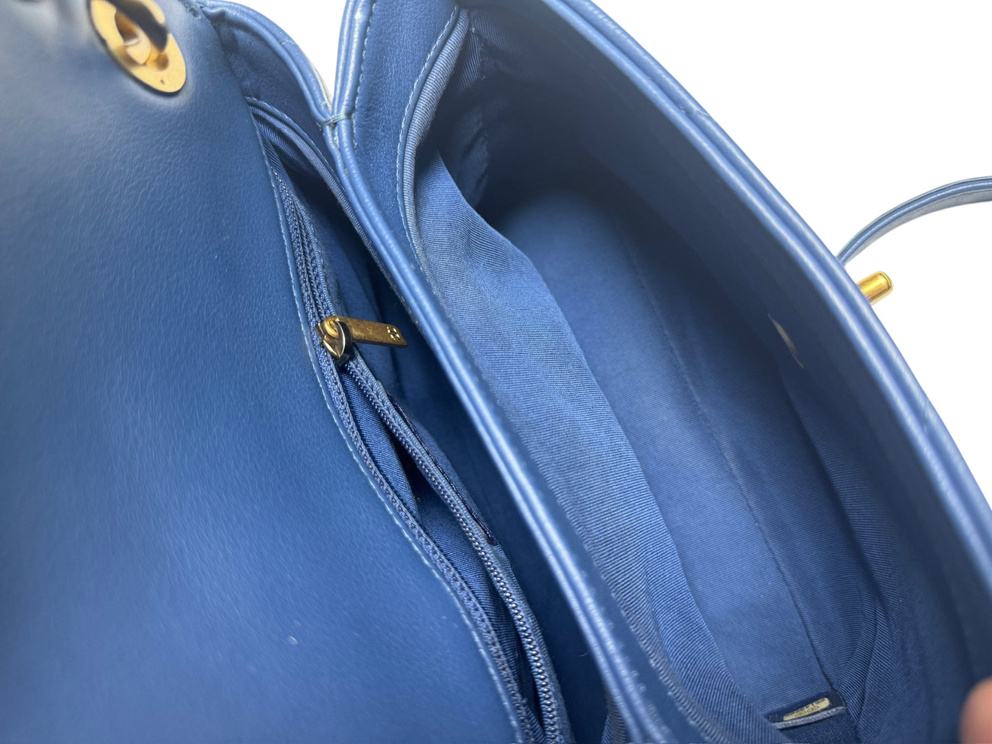 Chanel Chevron Blue Python Top Handle