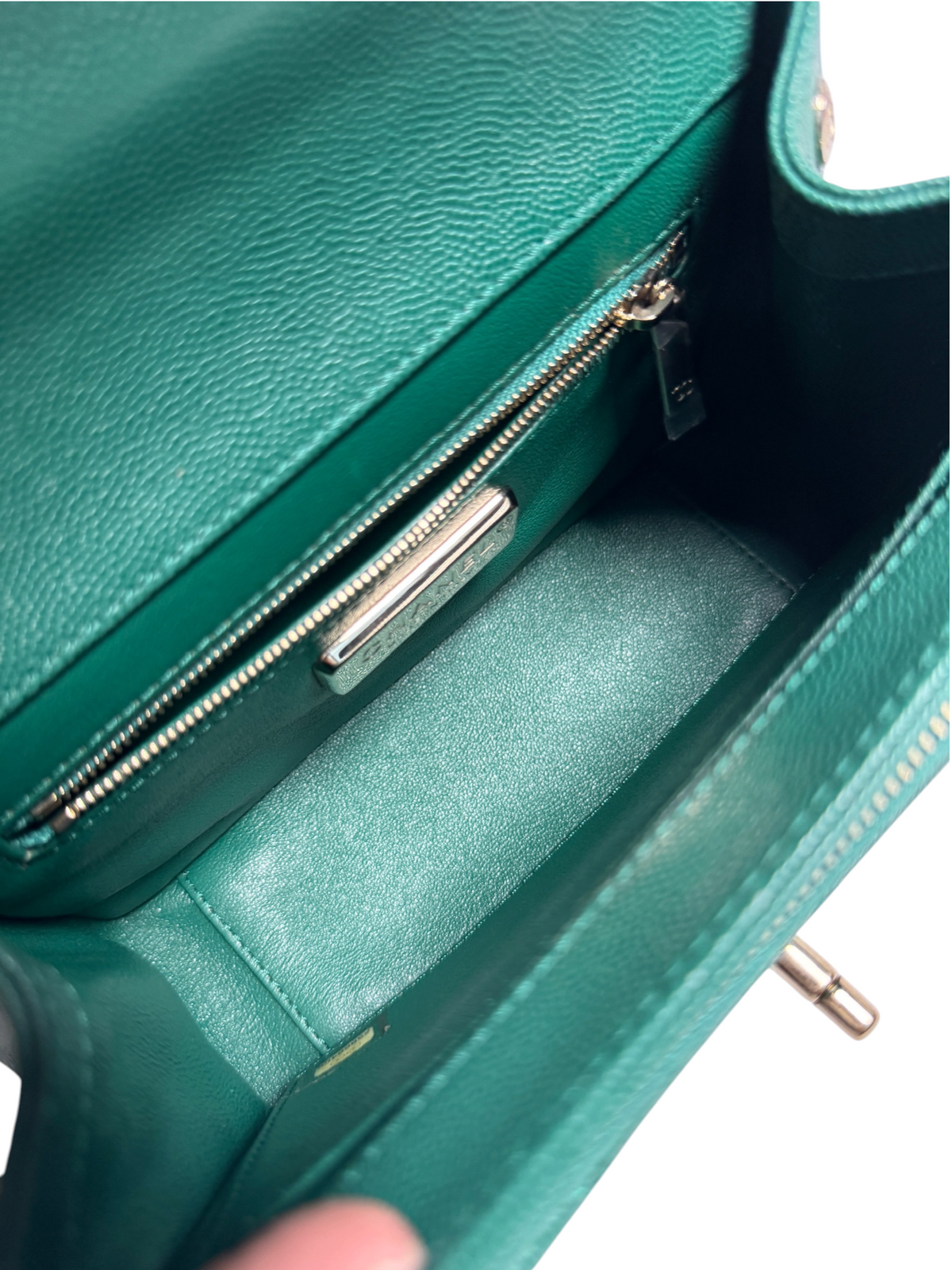 Chanel Business Affinity Green Python and Caviar Top Handle Flap T9245