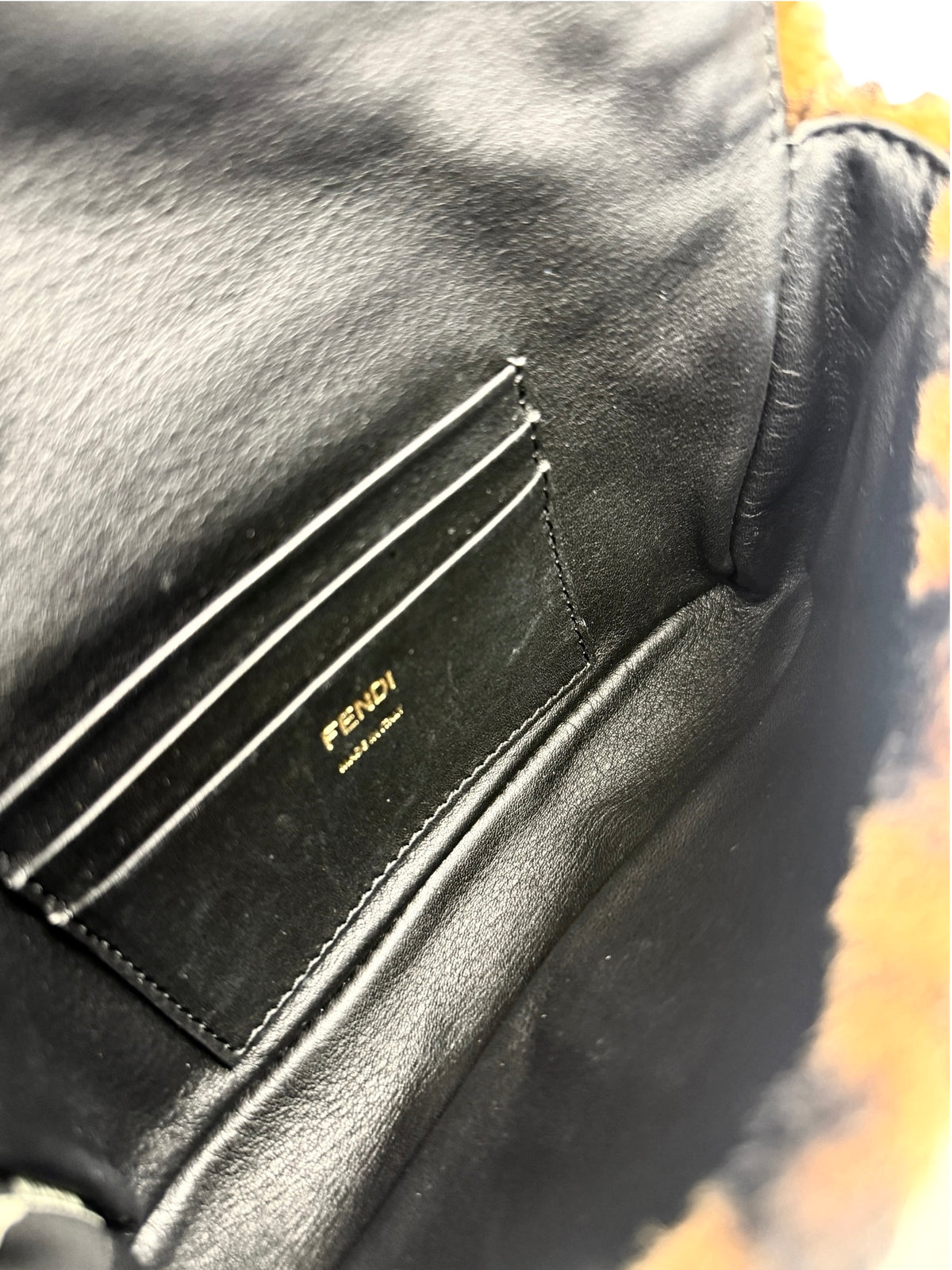 Fendi Mini Zucca Shearling Baguette T8868