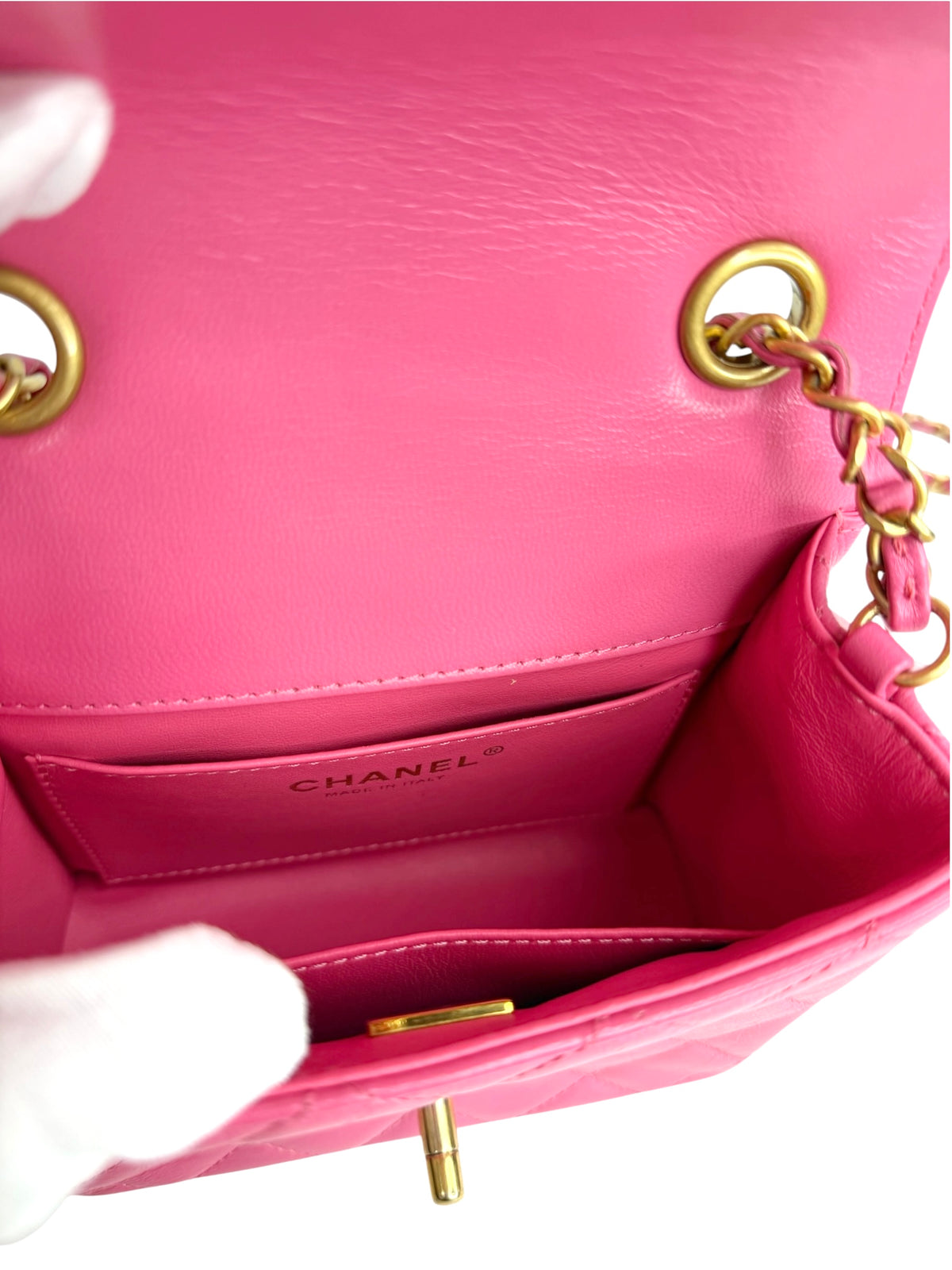 Chanel Pink Quilted Goatskin Square Mini Flap T8808