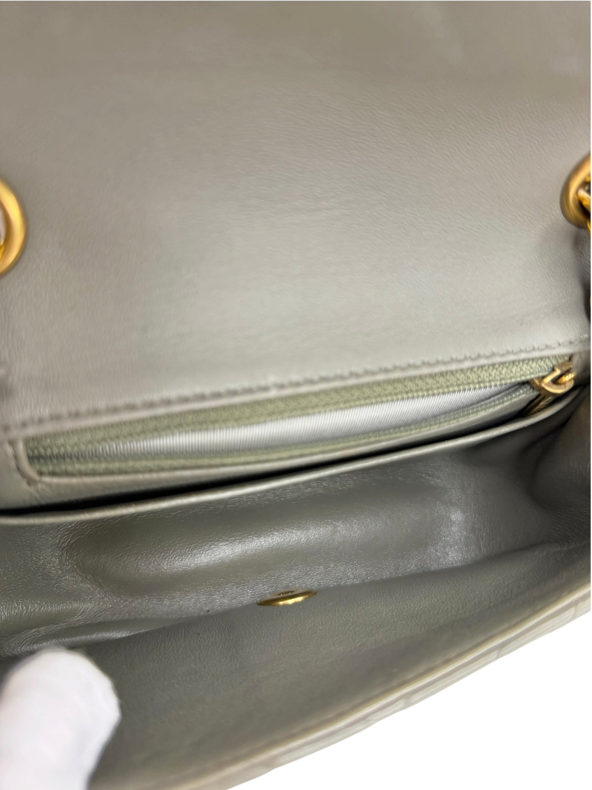 Chanel Grey Chevron Lambskin Square Mini Flap T8809