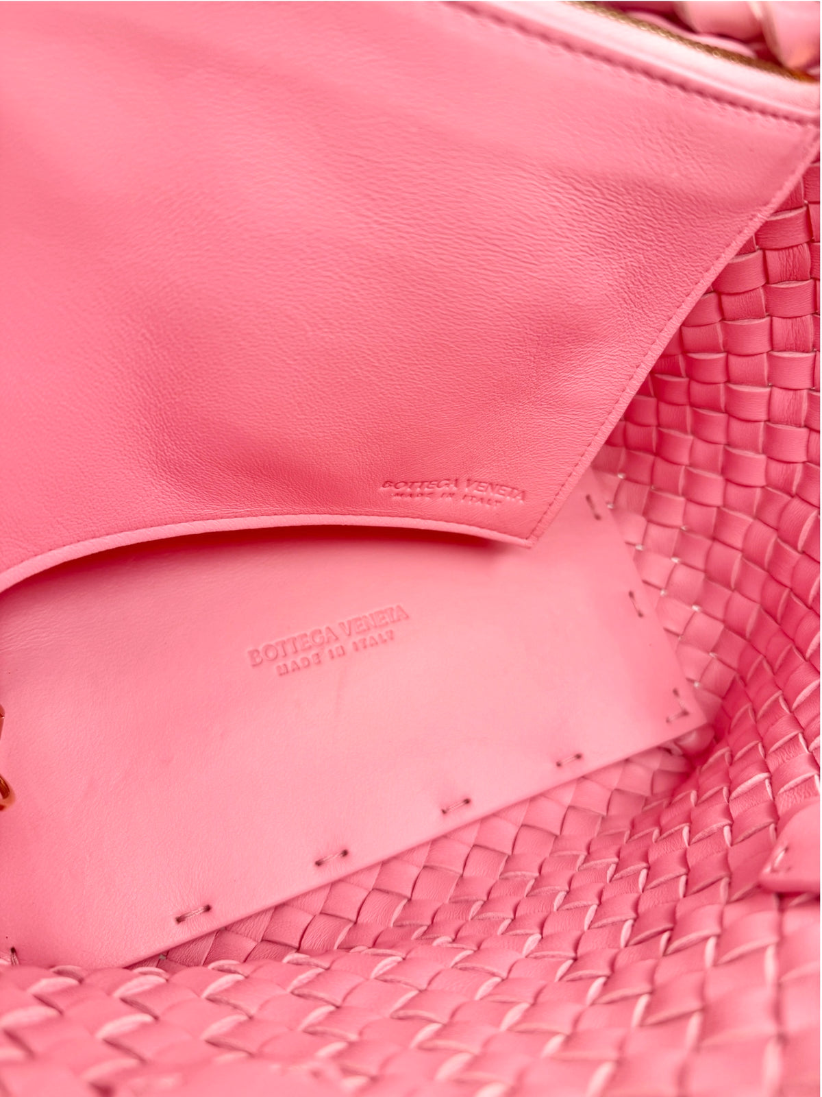 Bottega Veneta Cabat Mini Pink Intreccio Leather Tote T8861