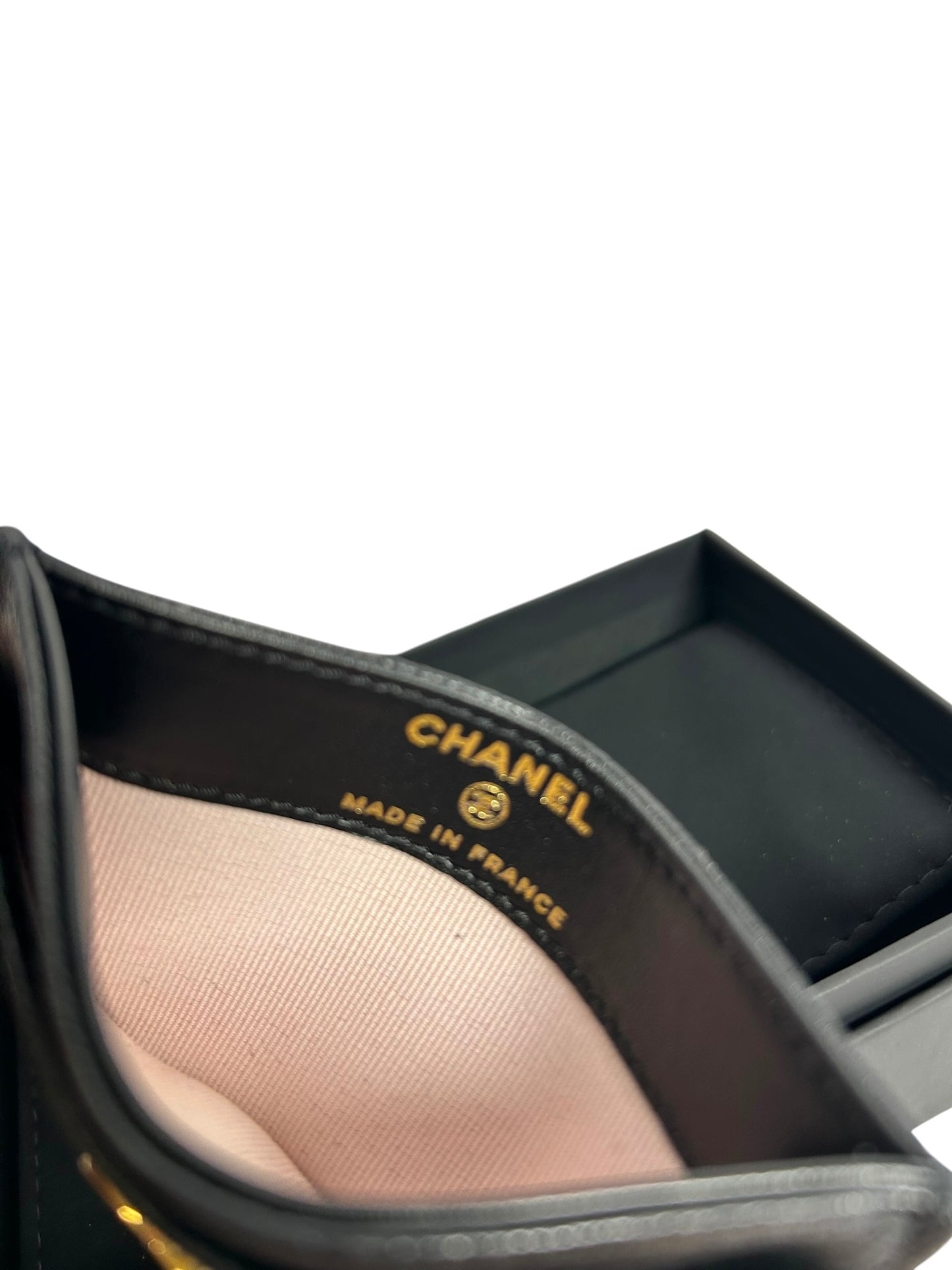 Chanel Grained Goatskin Card Holder CC Apple