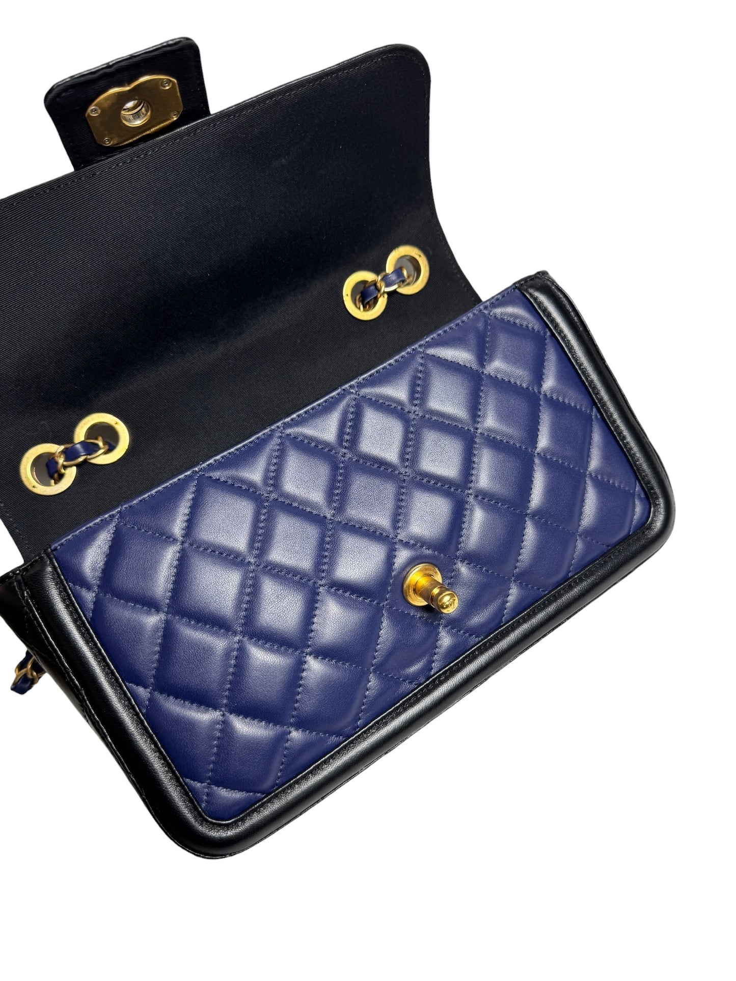 Chanel Quilted Navy Black Medium Flap