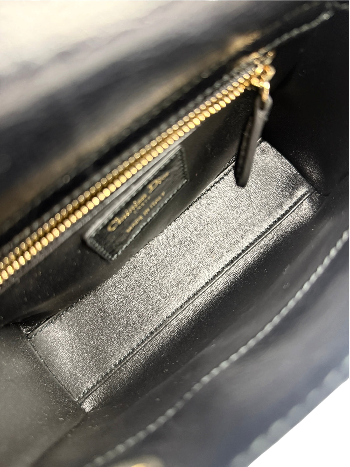 Christian Dior Black Leather Beaded Mini Lady Dior T9066
