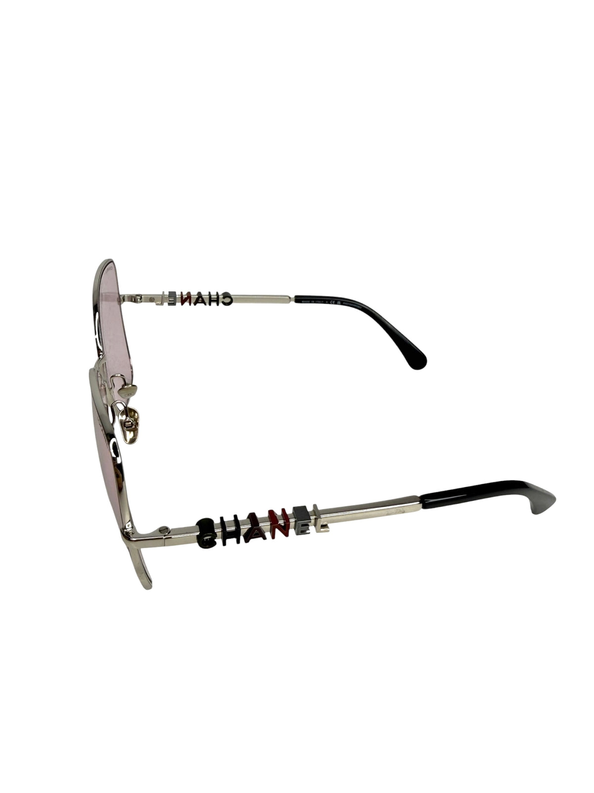 Chanel Pink Lense Multicolor Logo Sunglasses T9091