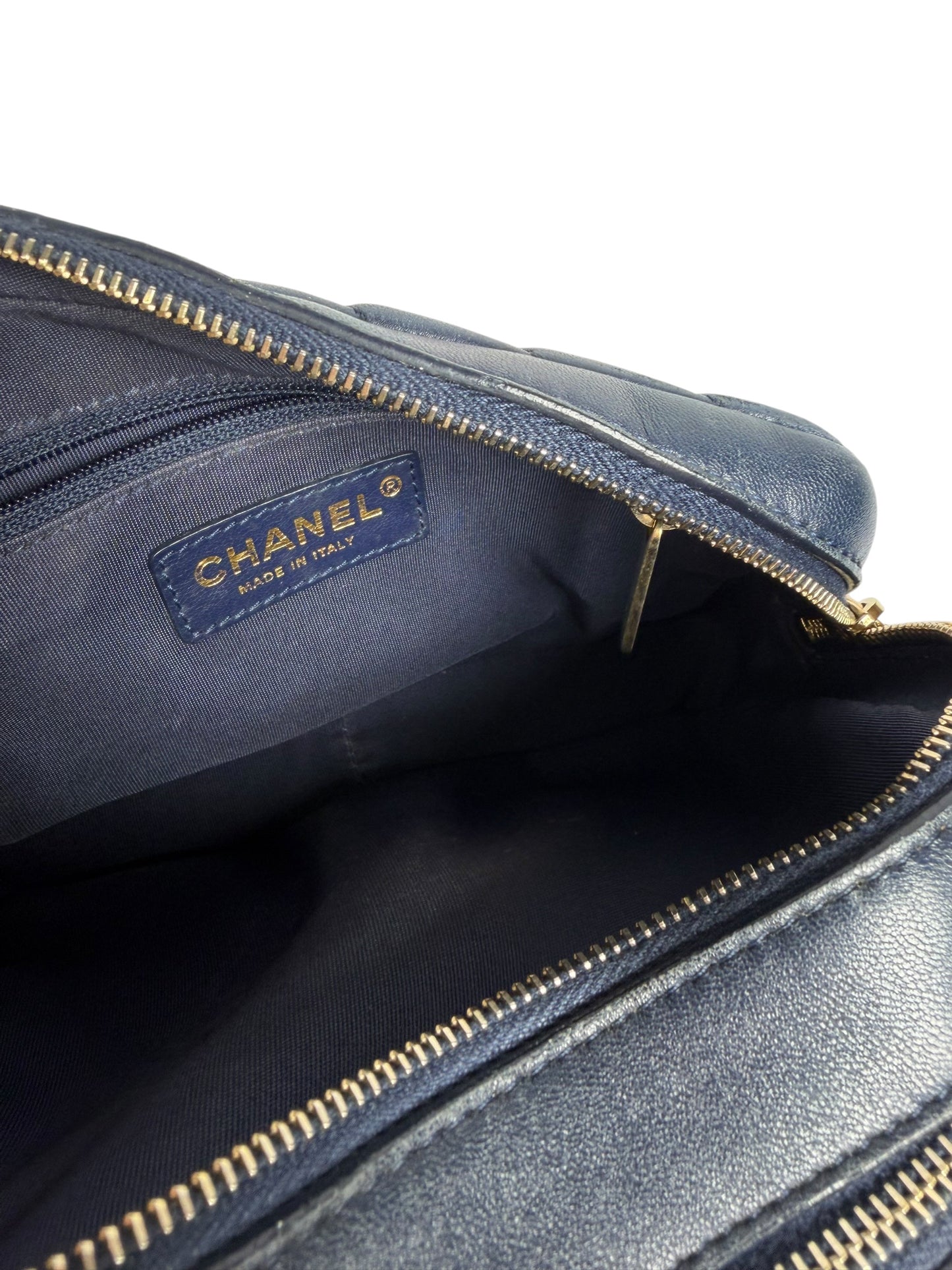 Chanel Black Lambskin Chevron Crossbody Camera Bag