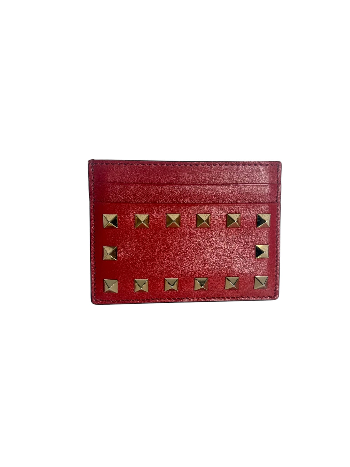Valentino Rockstud Card Holder Red T7484