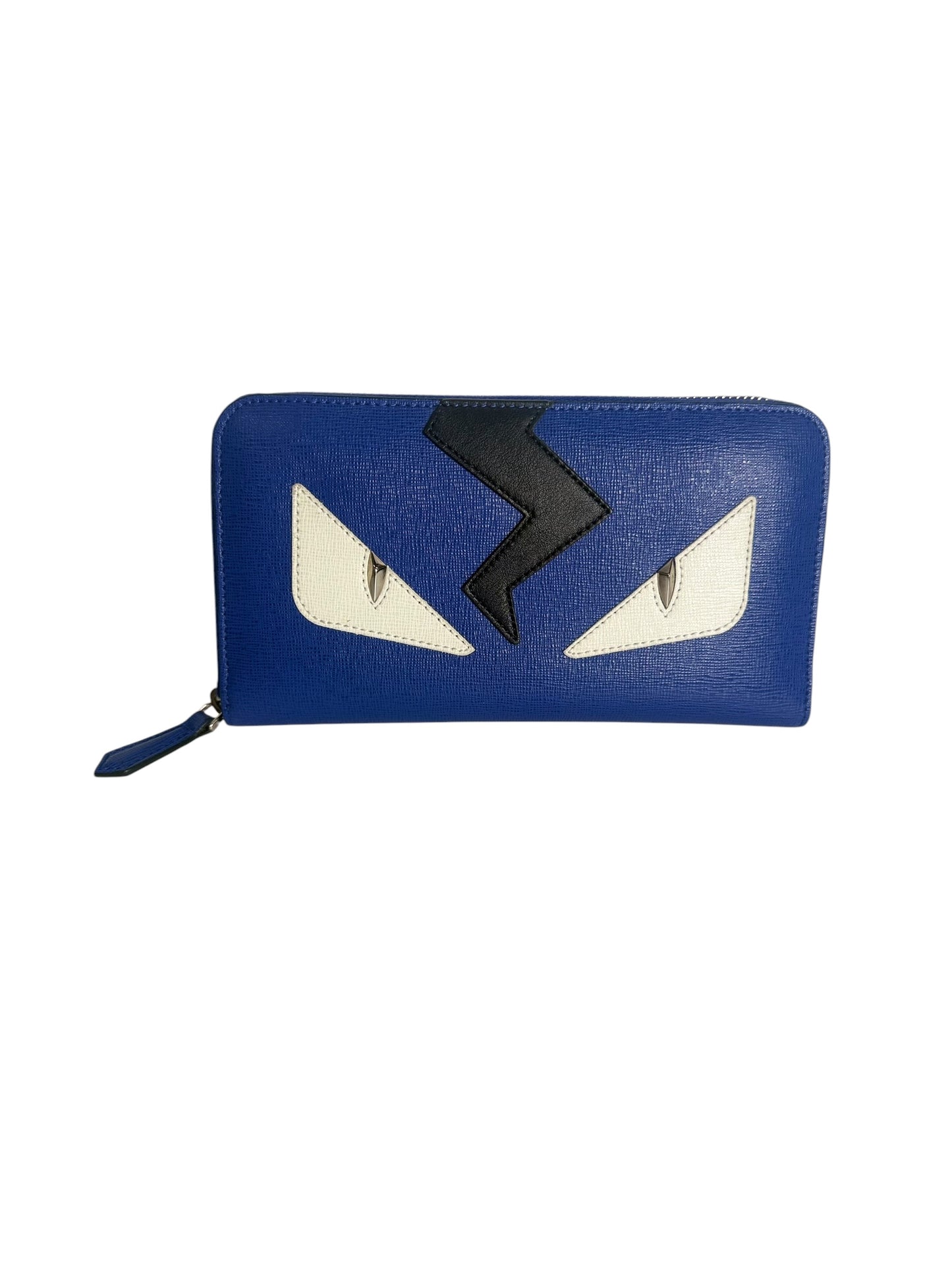 Fendi Bag Bugs Zip Around Wallet Blue T4180