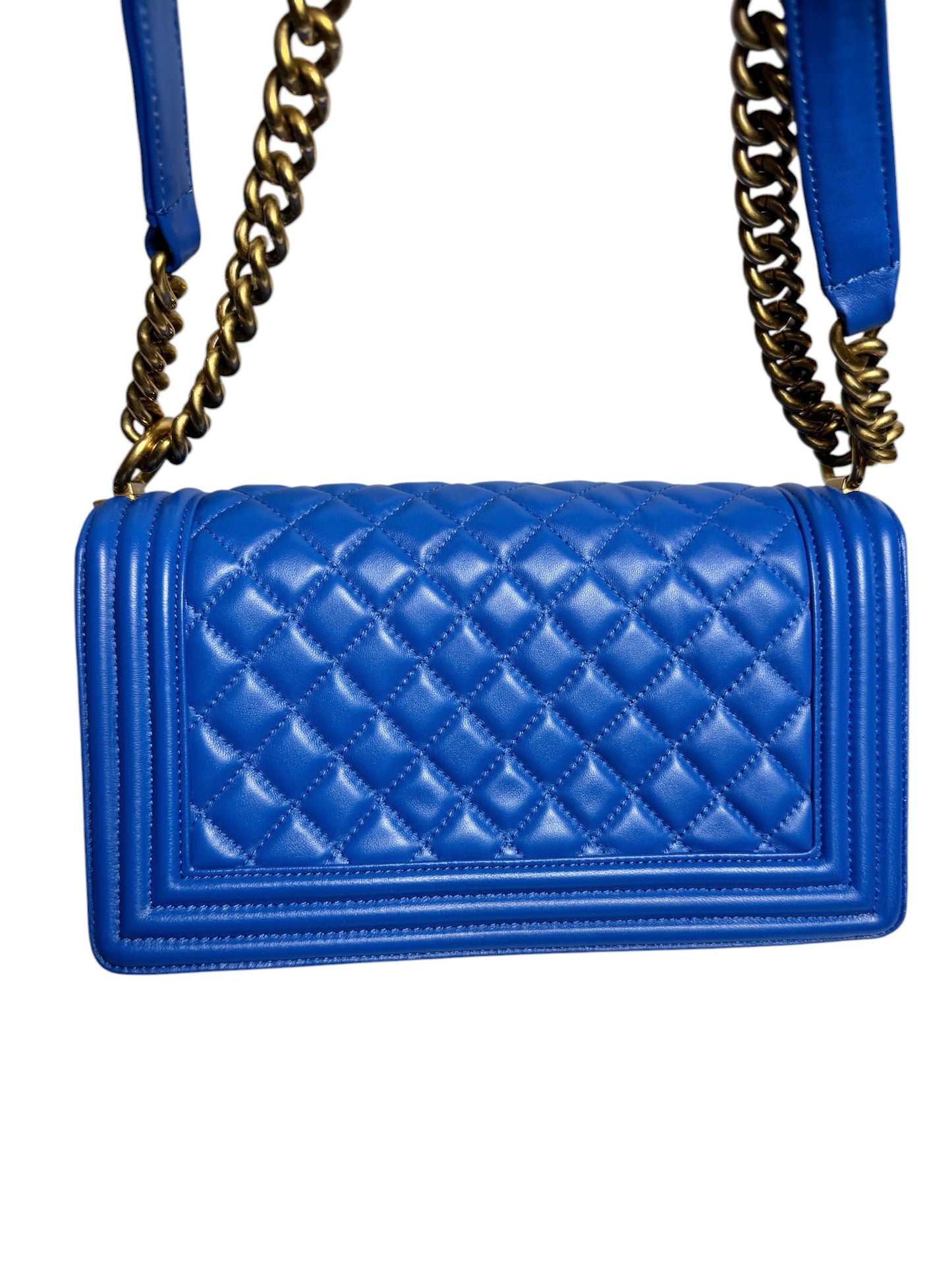 Chanel Blue Quilted Medium Boy Bag GHW