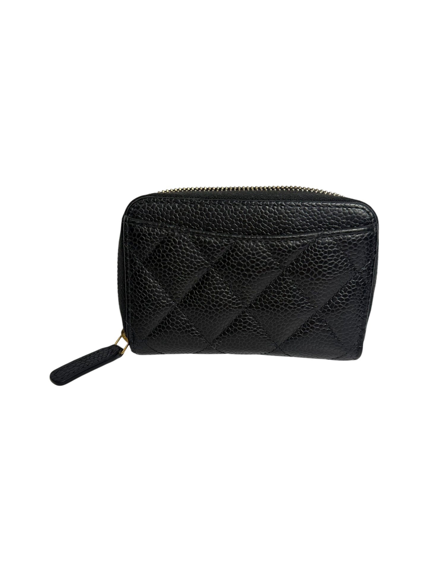 Chanel Quilted Caviar Zip Around Coin Purse Black T8715