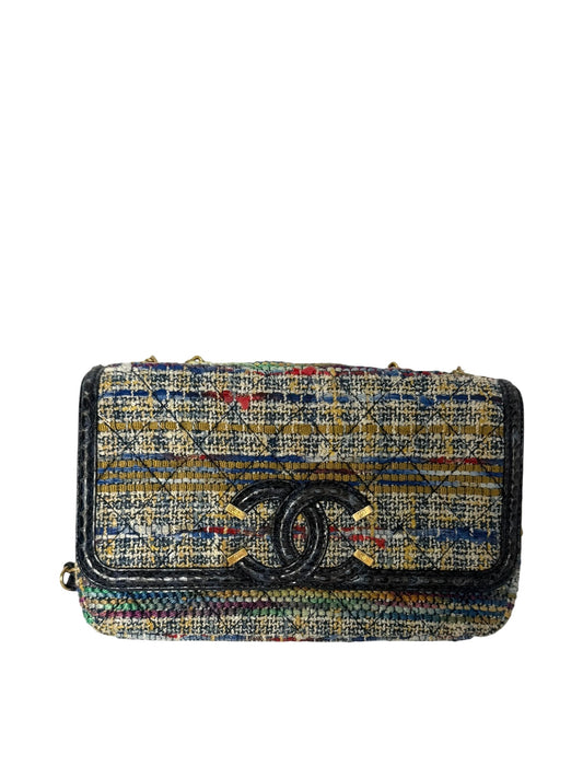 Chanel Tweed Python Filligree Flap