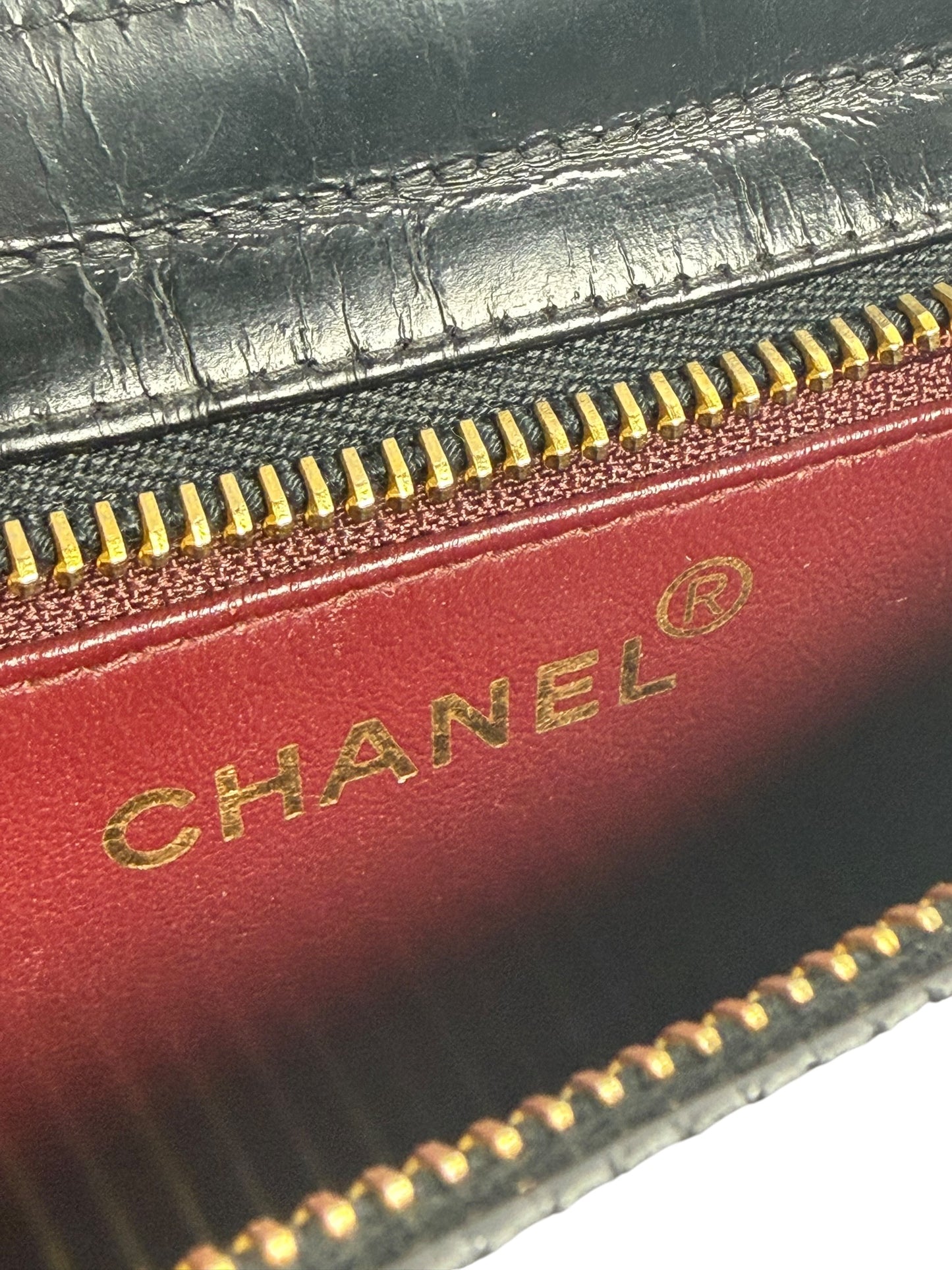 Chanel Vintage CC Wristlet Clutch Black T8687