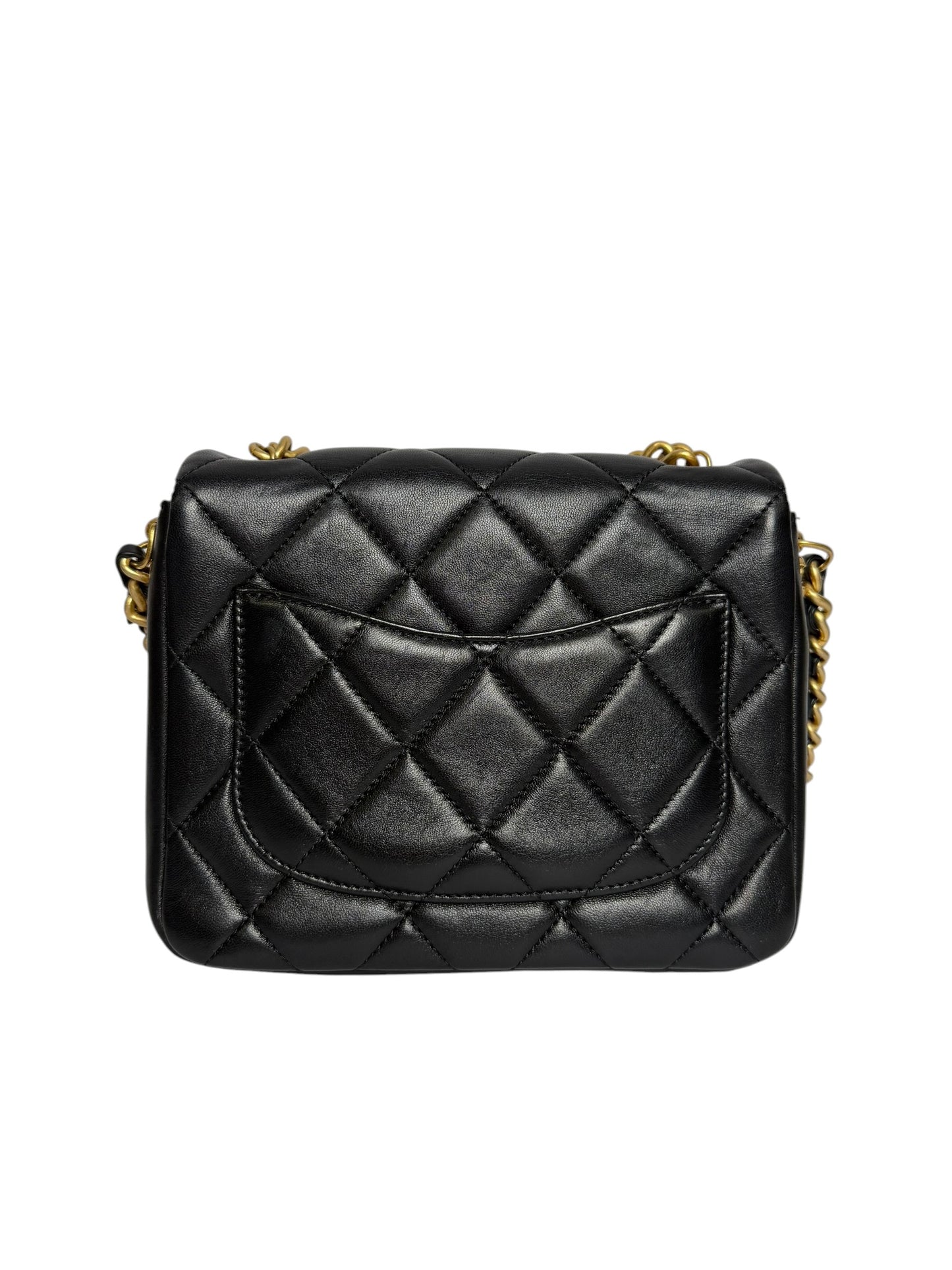 Chanel Black Lambskin Flap Side Logo GHW