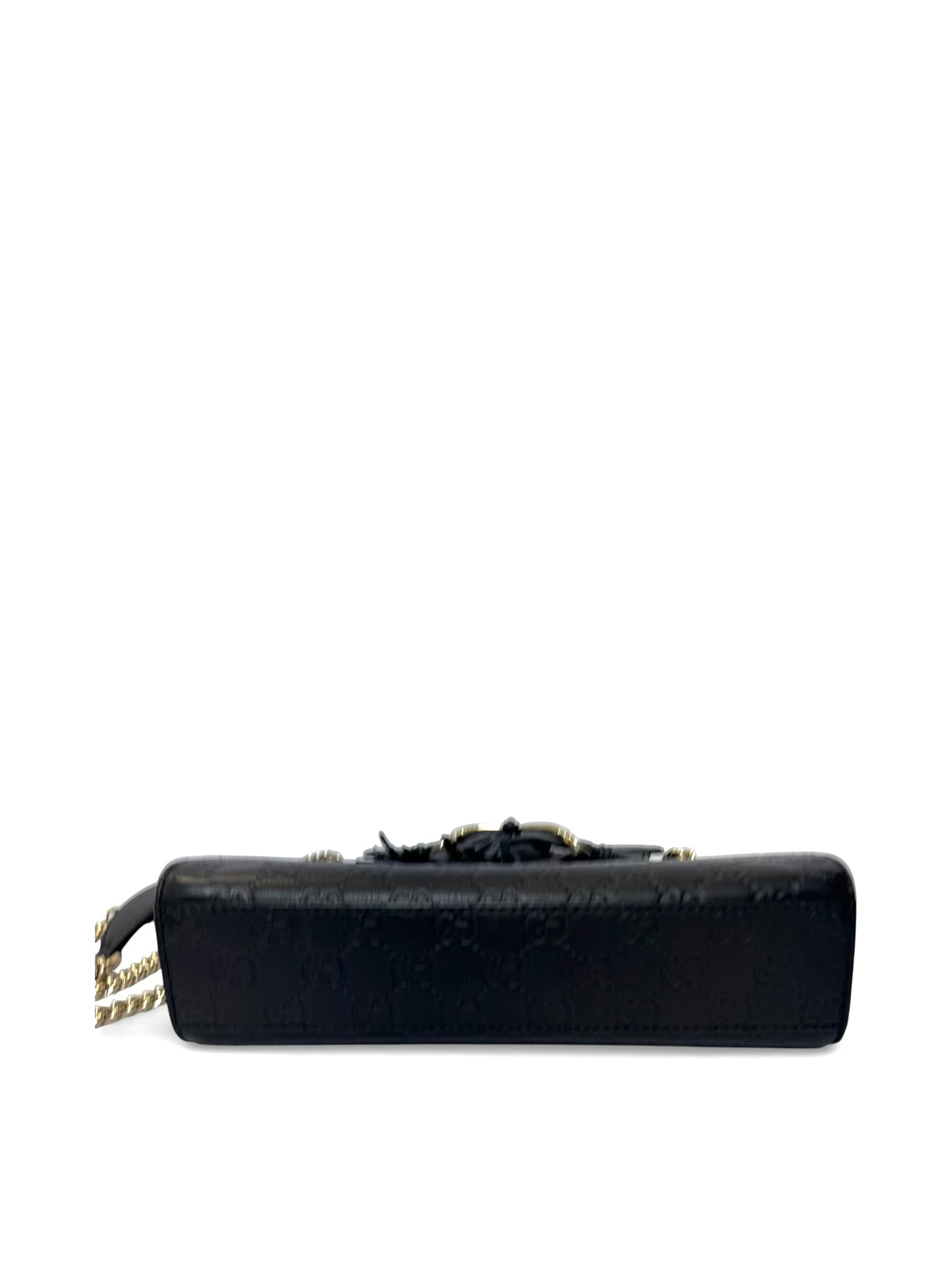 Gucci leather logo embossed black shw