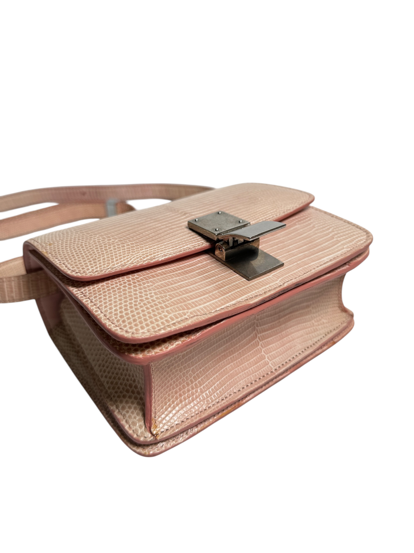 Celine Classic Box Lizard Leather Crossbody Bag Pink T8614