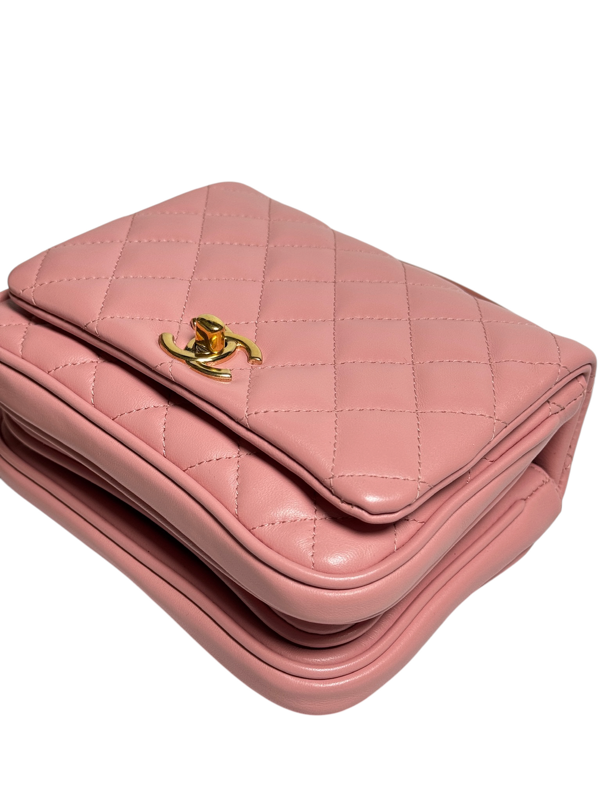 Chanel Top Handle Flap Pink Lambskin T8498