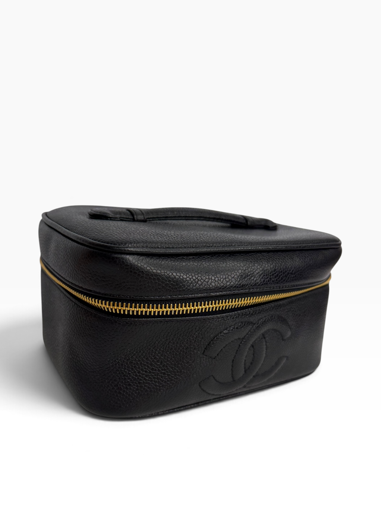 Chanel Caviar Black Top Handle Cosmetic T8865