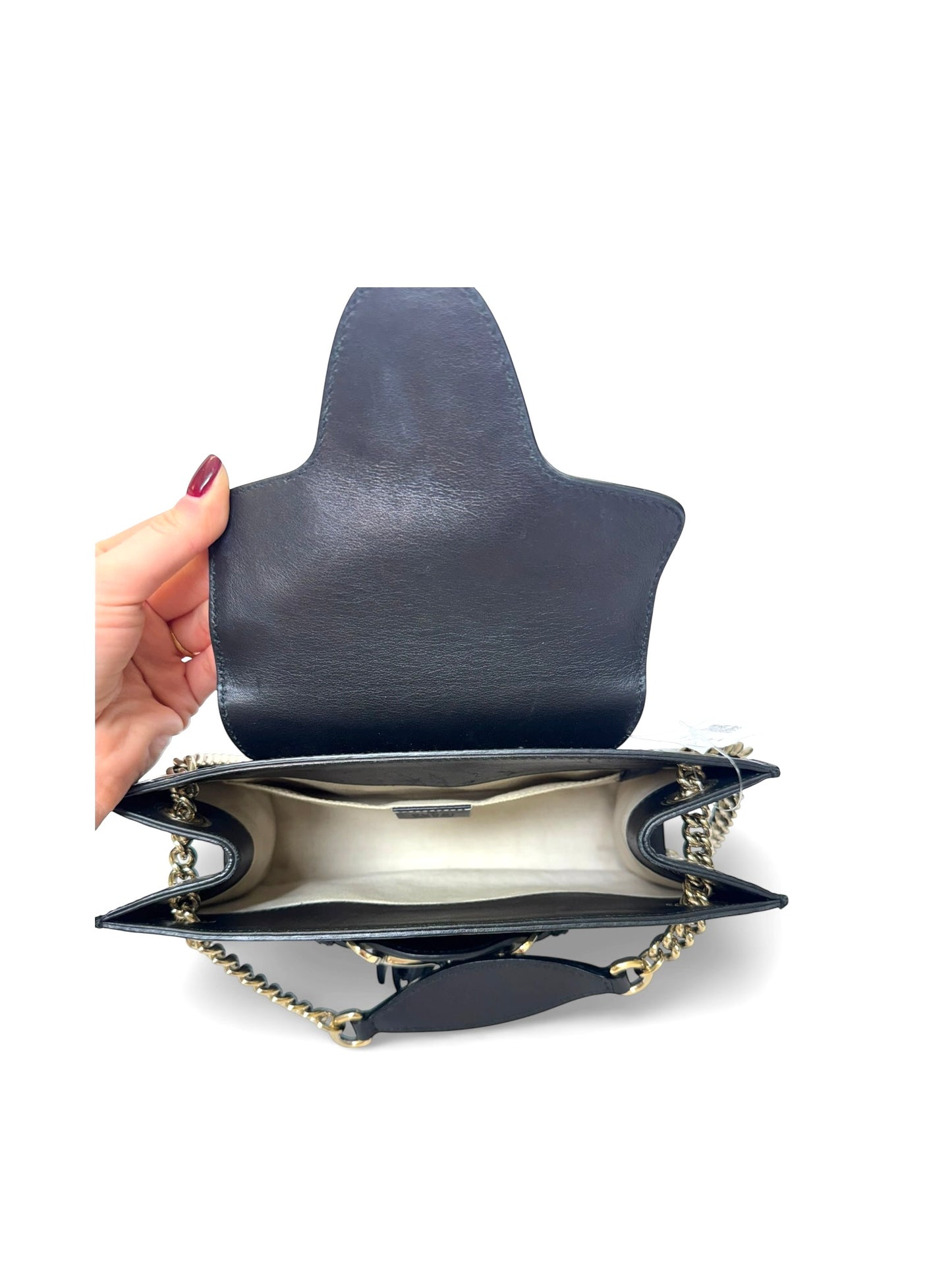 Gucci leather logo embossed black shw