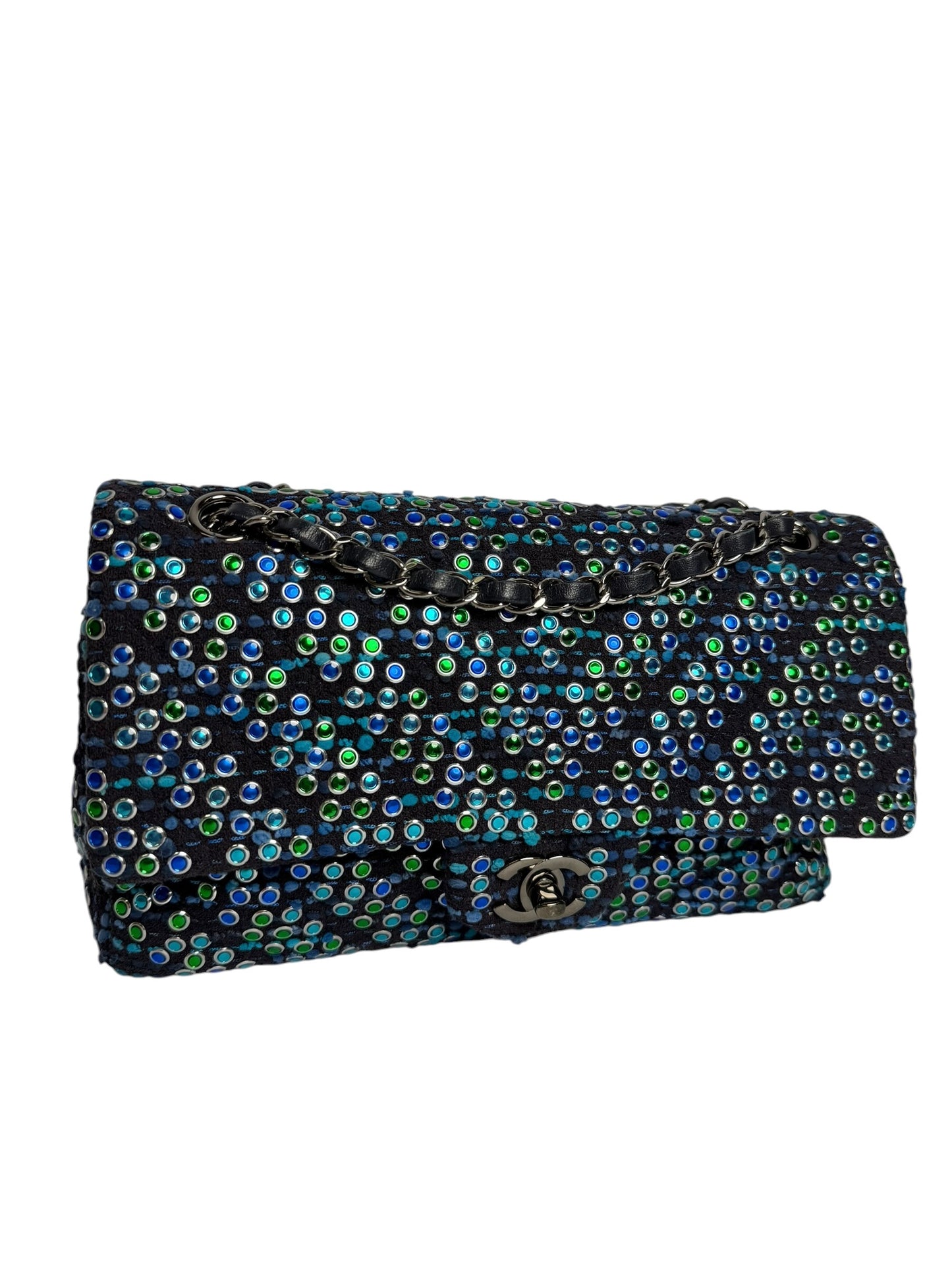 Chanel Chevron Tweed Jewel Classic Double Flap