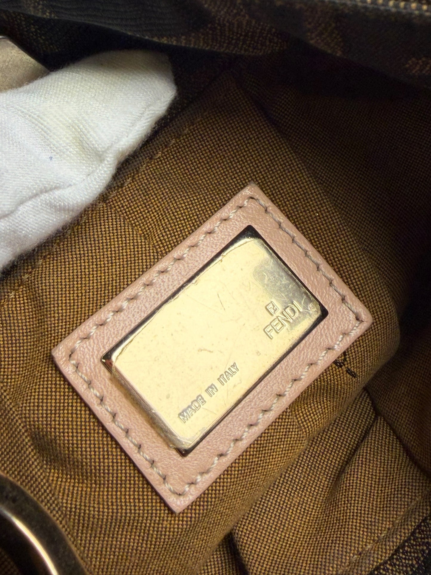 Fendi Zucca Monogram Shoulder Bag Brown T8688