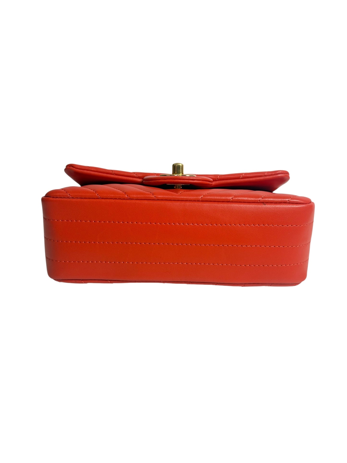 Chanel Chevron Quilted Mini Flap Bag Red T8619