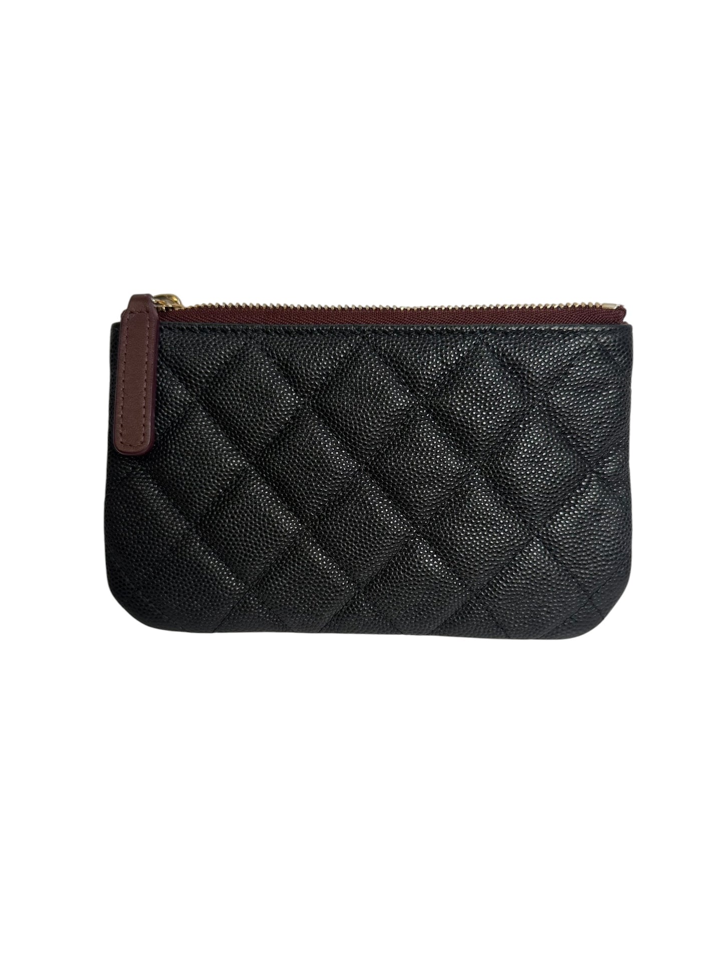 Chanel Quilted Caviar Zip Pouch Black T8716
