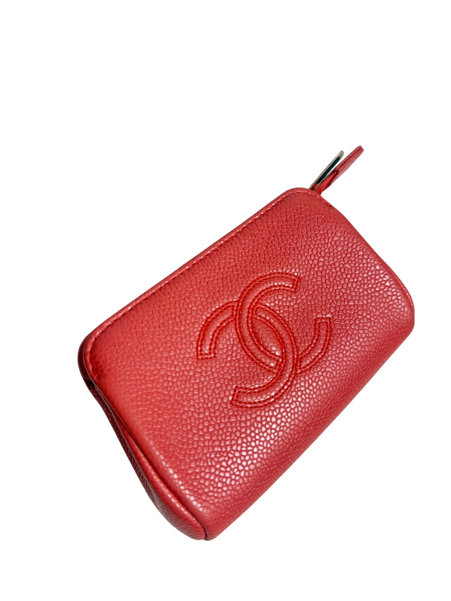 Chanel CC Zip Cosmetic Pouch Red T8576