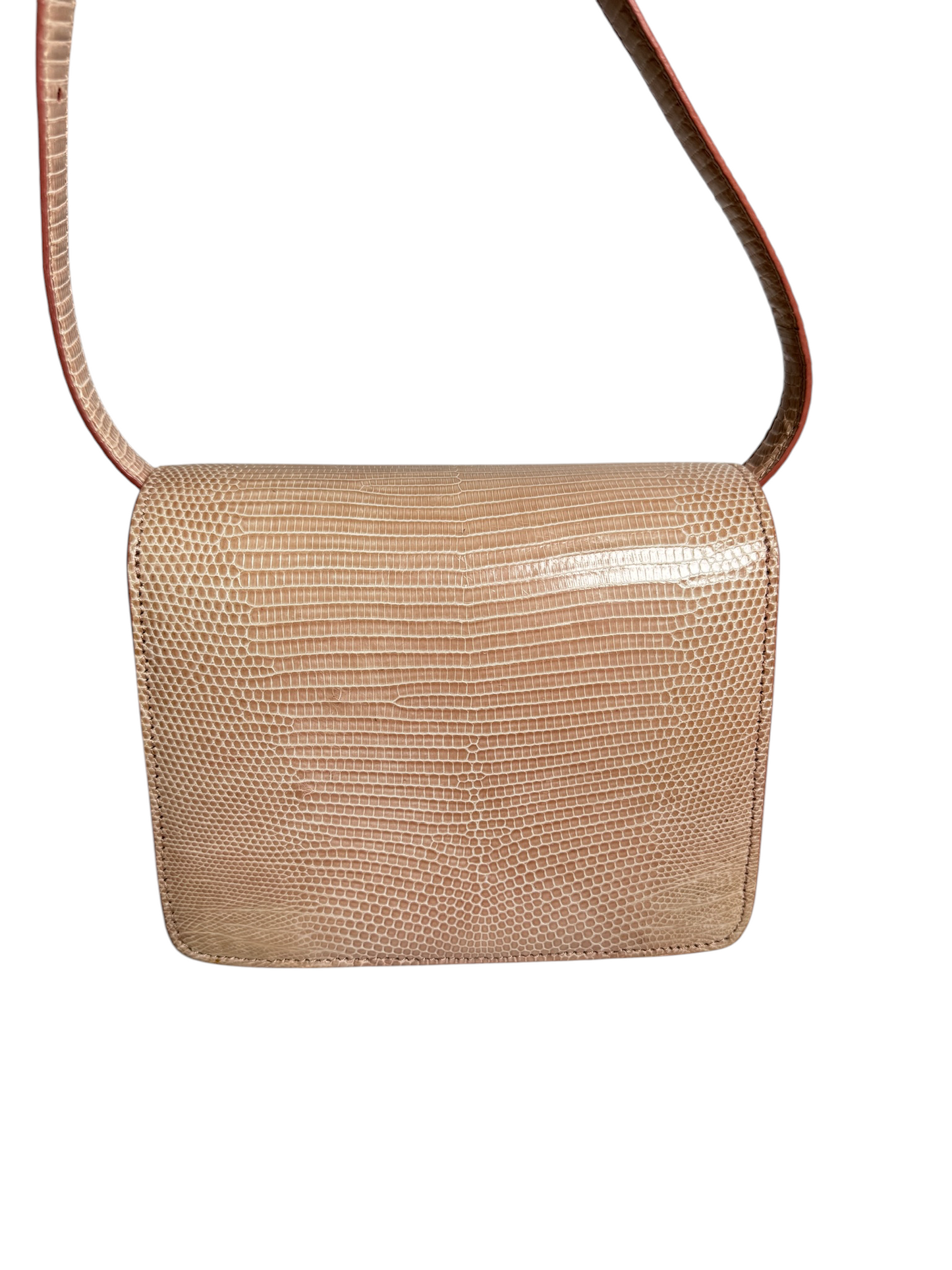 Celine Classic Box Lizard Leather Crossbody Bag Pink T8614