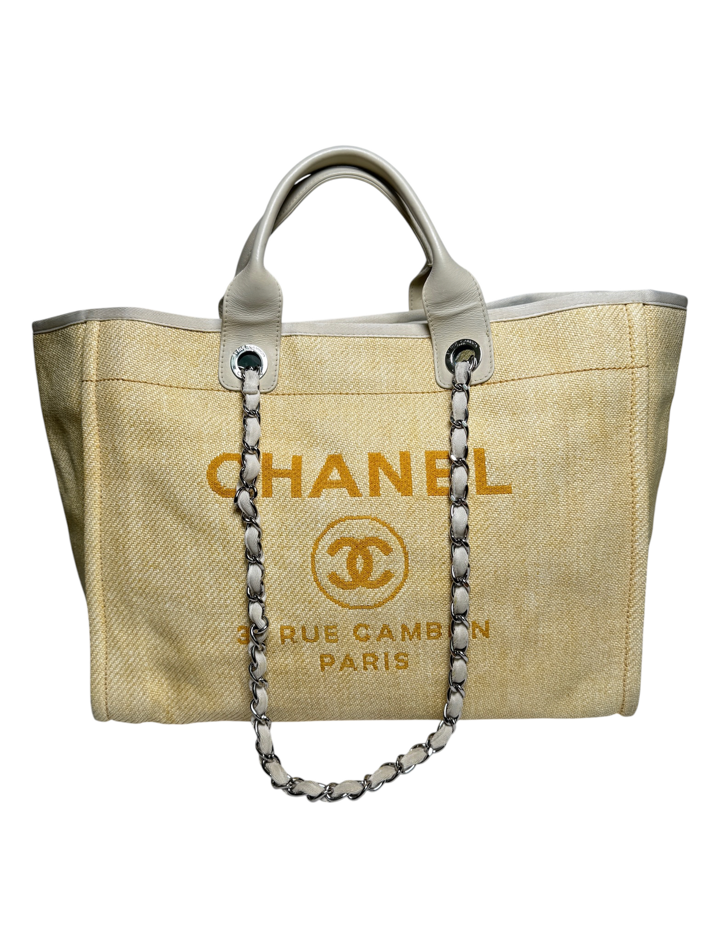 Chanel Deauville Canvas Yellow Tote T8493
